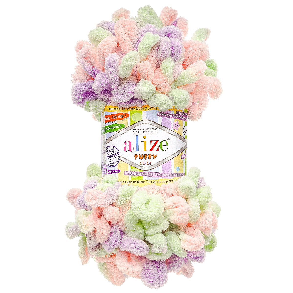 Пряжа для вязания Alize puffy color 100 г 9 м микрополиэстер плюшевая мягкая 5938 секционный 5 мотков - фото 4