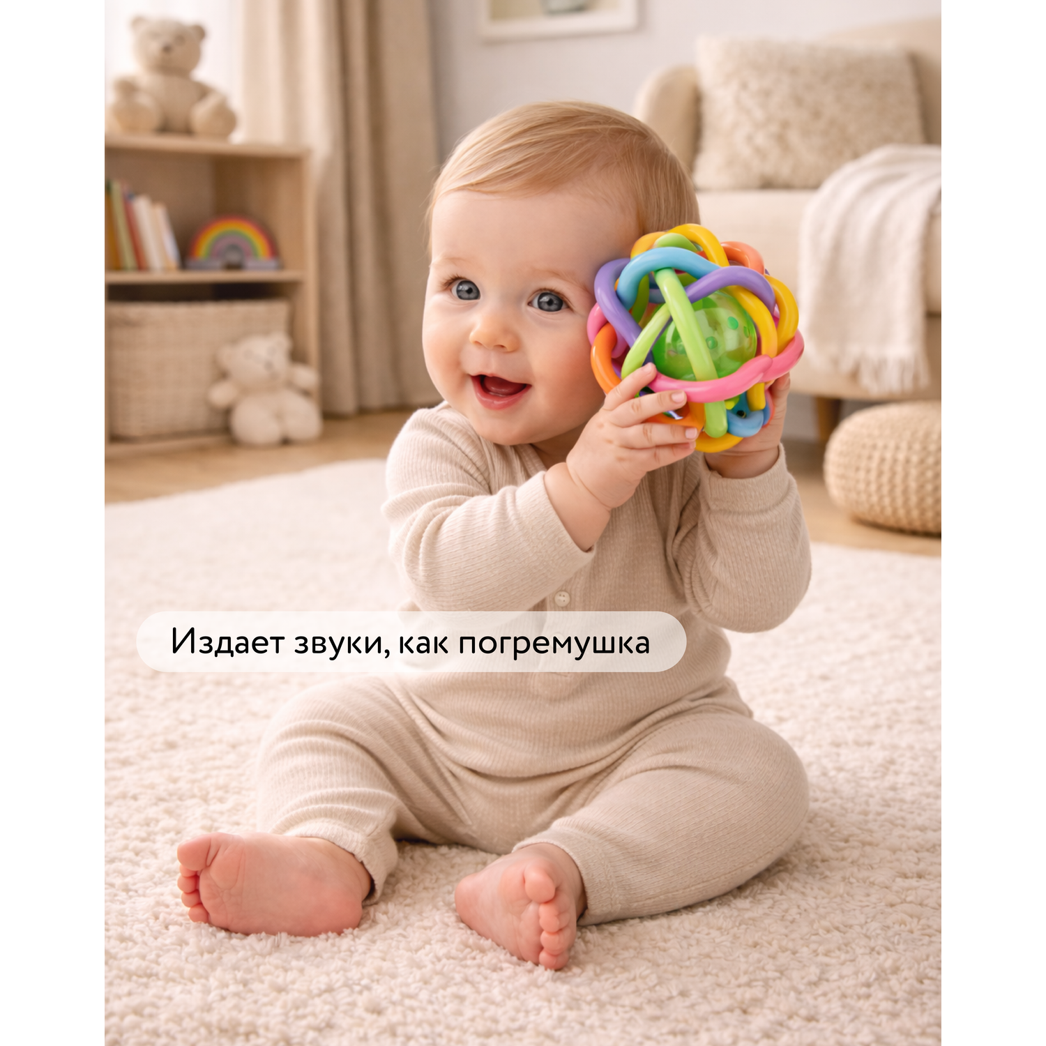 Игрушка BabyGo мяч Шар-радуга - фото 6