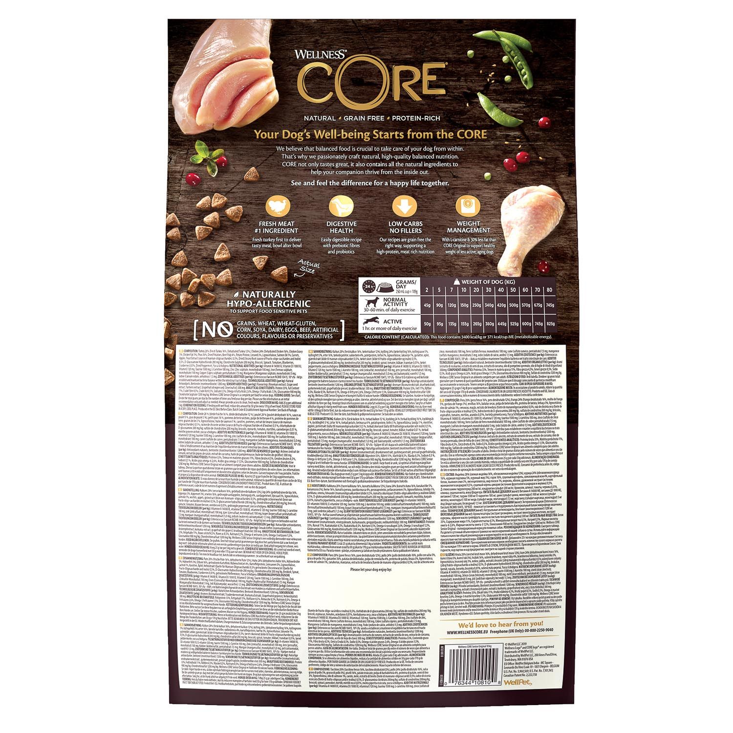 Корм для собак Wellness CORE пожилых всех пород индейка курица 10кг - фото 10