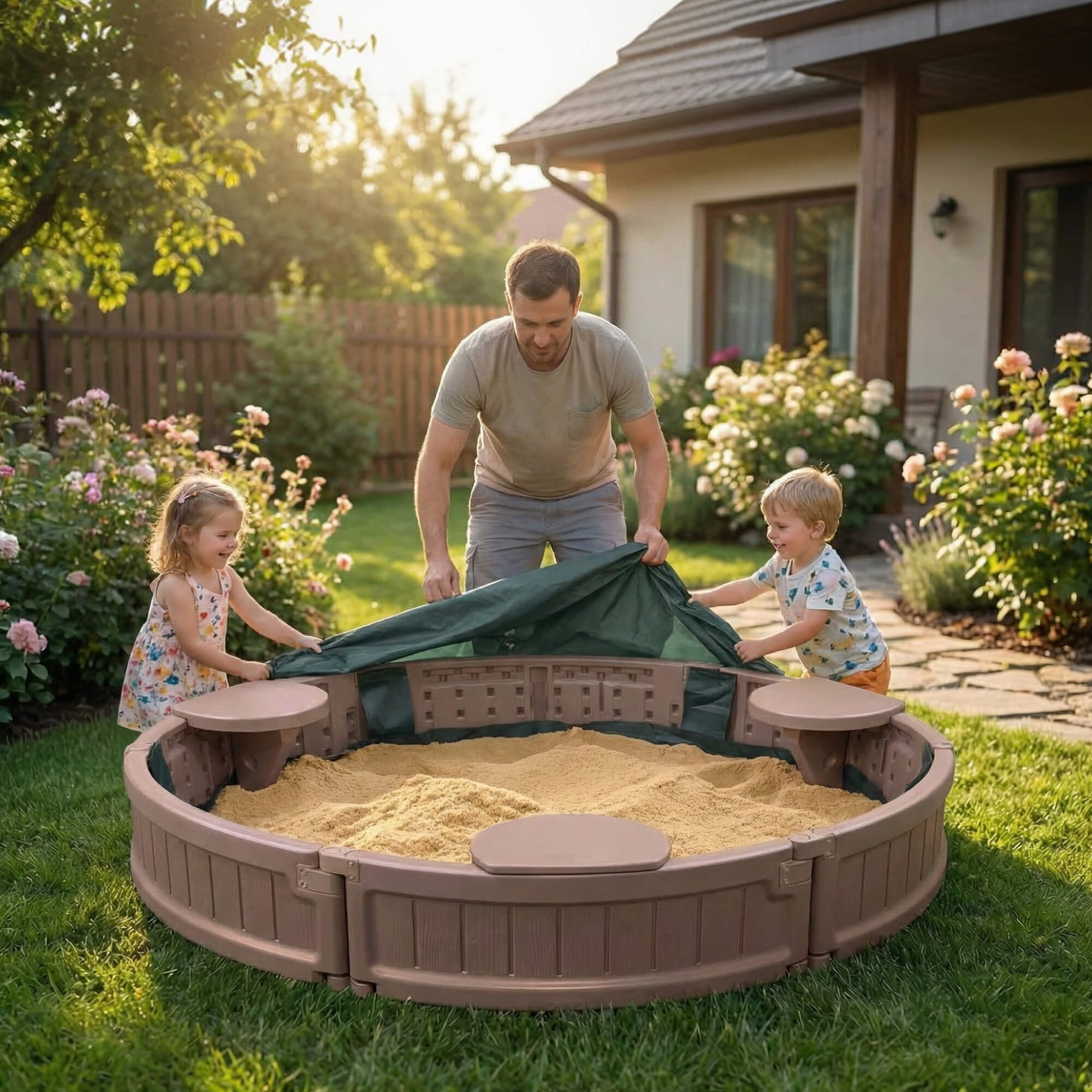 Песочница детская круглая UNIX Kids 120 см пластиковая - фото 17