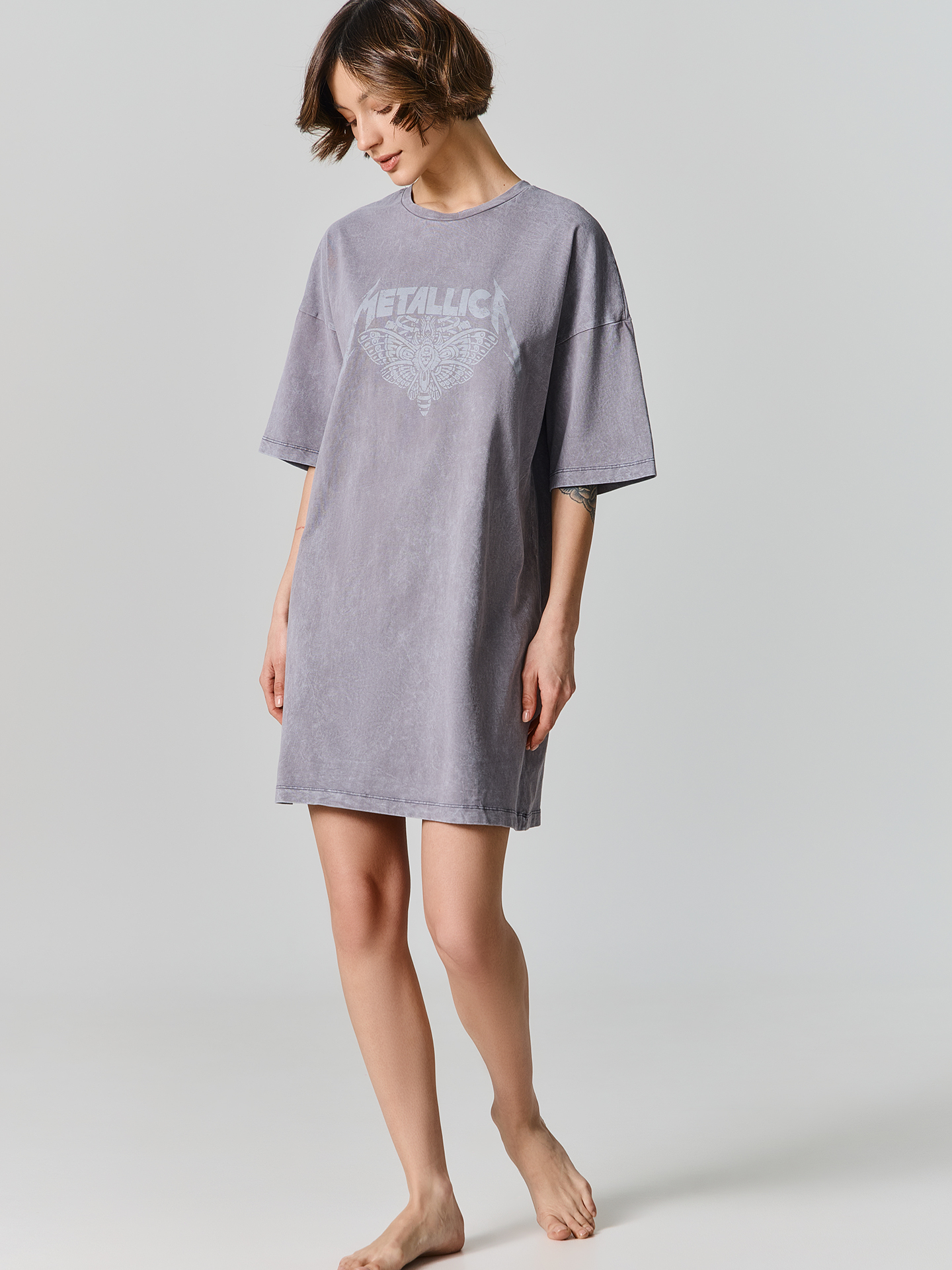 Сорочка ночная Mark Formelle (Марк Формэль) 512079/ACID WASH серый +печать1 - фото 1