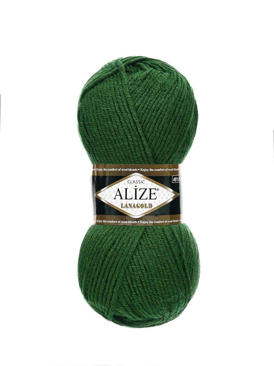 Пряжа Alize полушерстяная мягкая тонкая теплая Lanagold 100г 240м 5 шт 118 темно-зеленый - фото 4