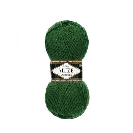 Пряжа Alize полушерстяная мягкая тонкая теплая Lanagold 100г 240м 5 шт 118 темно-зеленый