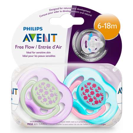 Пустышка Philips Avent Freeflow 6-18 мес 2 шт в ассортименте SCF172/22