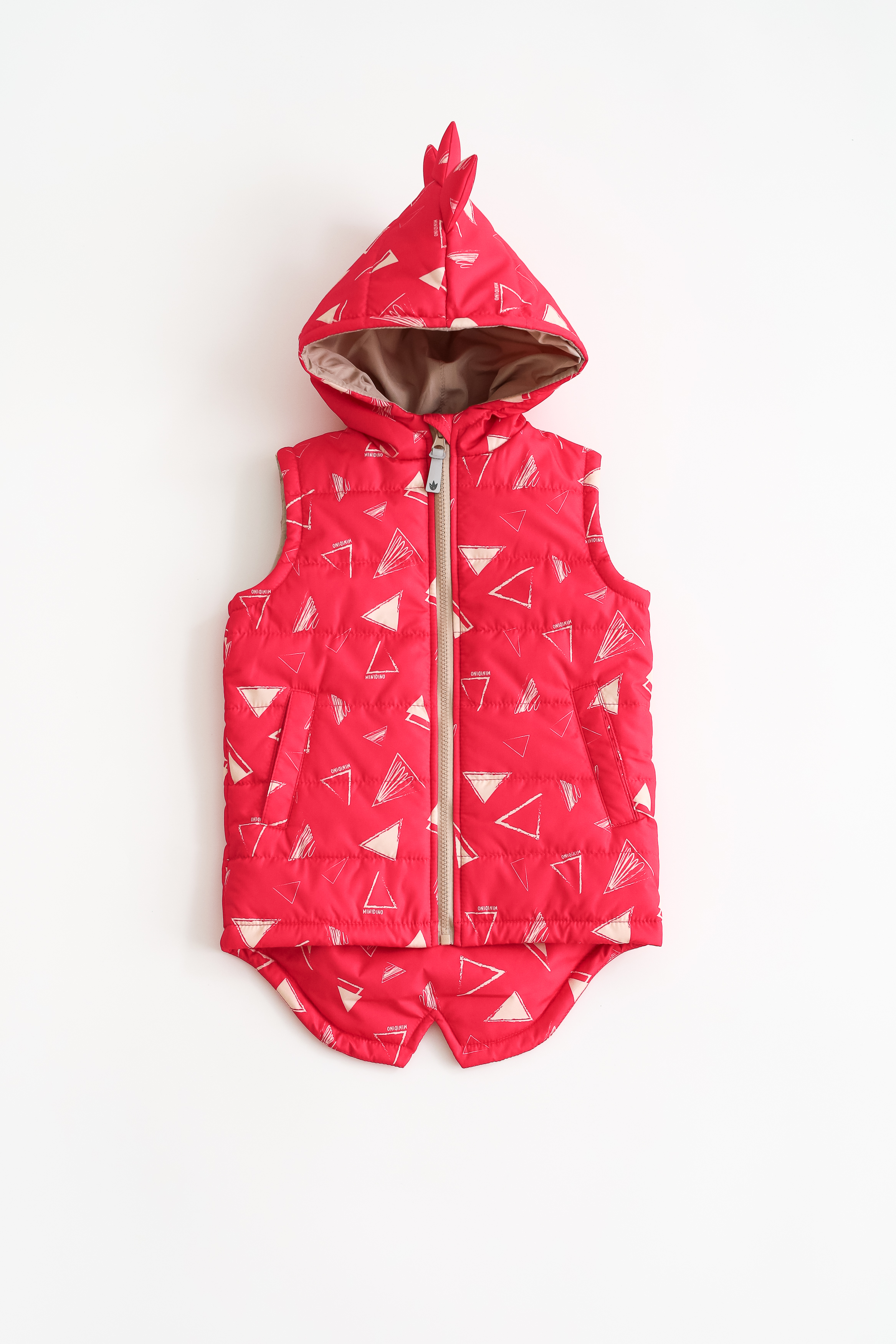 Жилет MINIDINO М010/1/ДЖилет утепленный детский Дино принт треугольник пион - фото 5