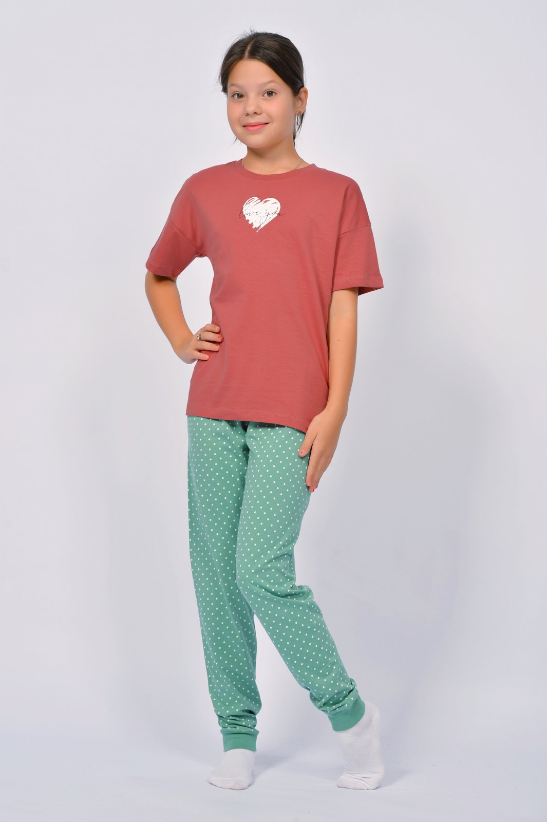 Пижама Lets Go 91277_каштановый/оливковый - фото 2