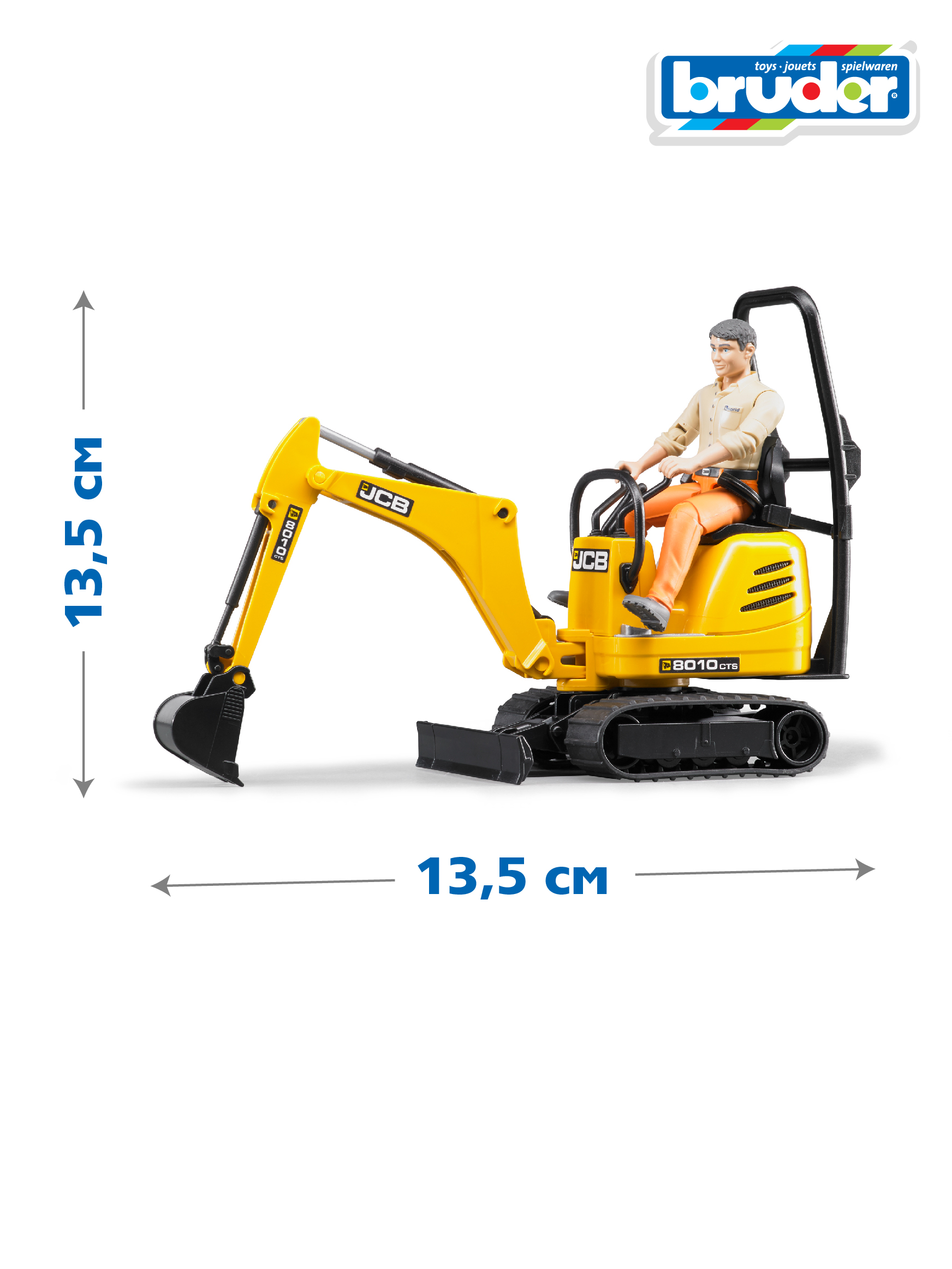 Экскаватор Bruder JCB 8010 CTS мини и рабочий 62-002 - фото 2