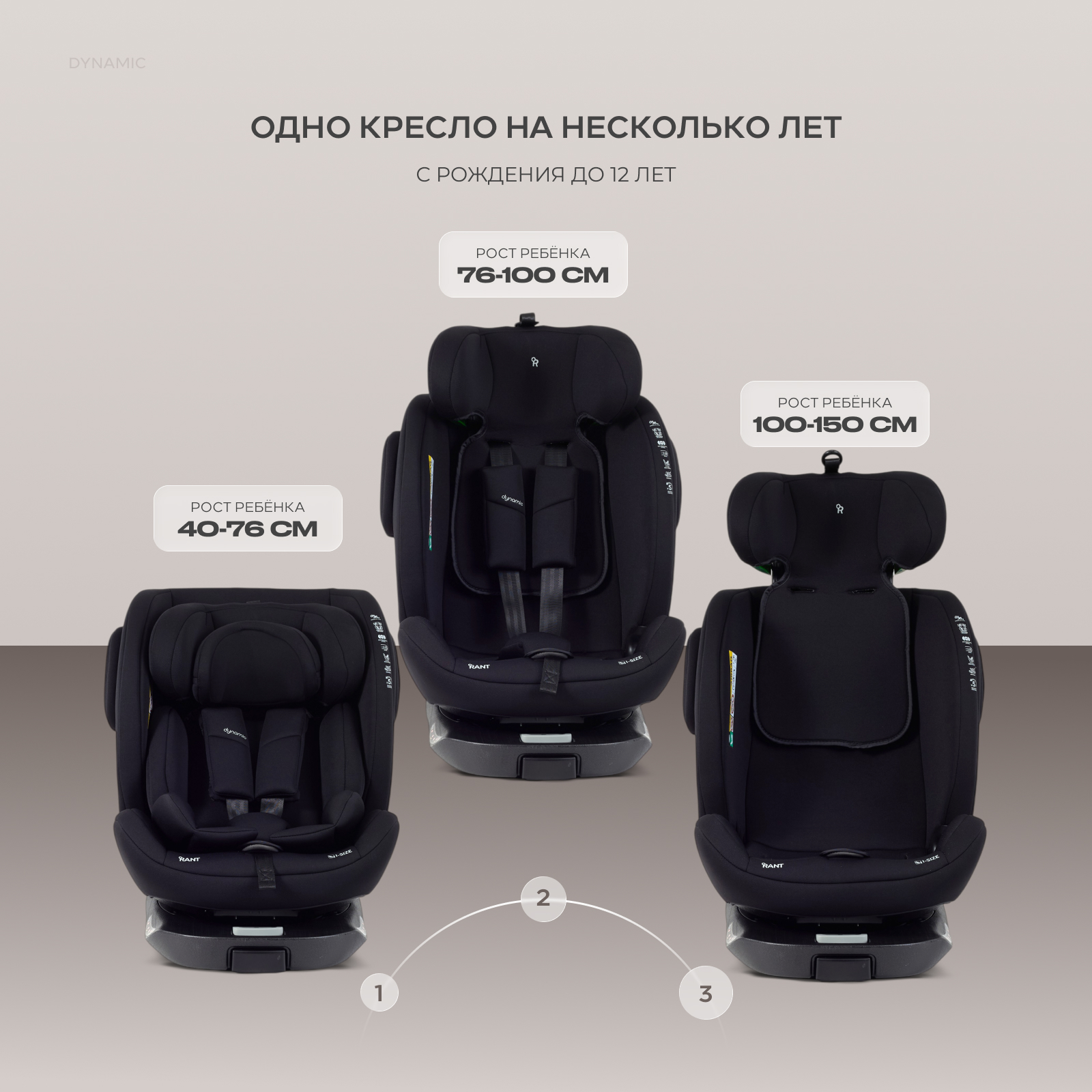 Автокресло Rant Basic Dynamic Isofix 0+/1/2/3 (0-36 кг) черный - фото 3