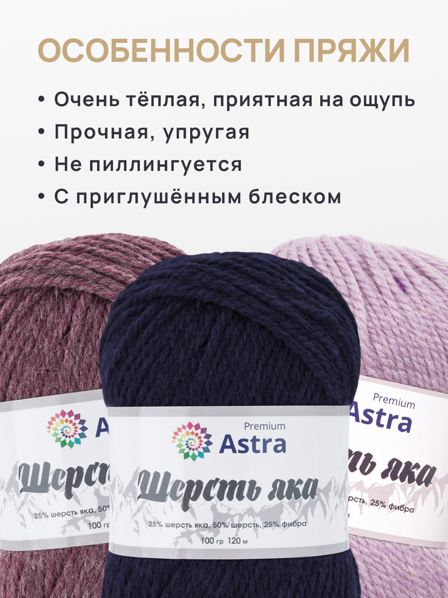 Пряжа для вязания Astra Premium Шерсть яка 100 г 120 м 2 шт - фото 3