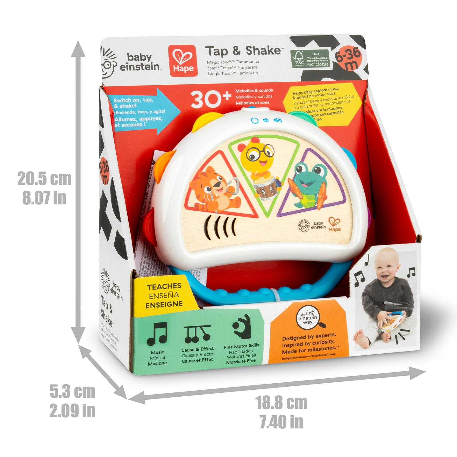 Игрушка музыкальная Hape Бубен Волшебное прикосновение 800916_HP - фото 10