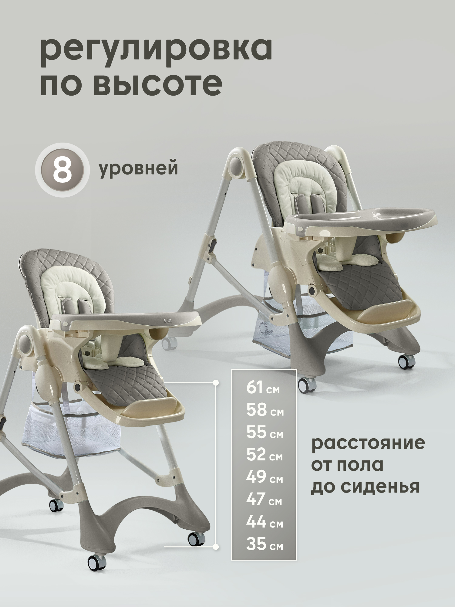 Стульчик для кормления Nuovita Elegante серый - фото 3