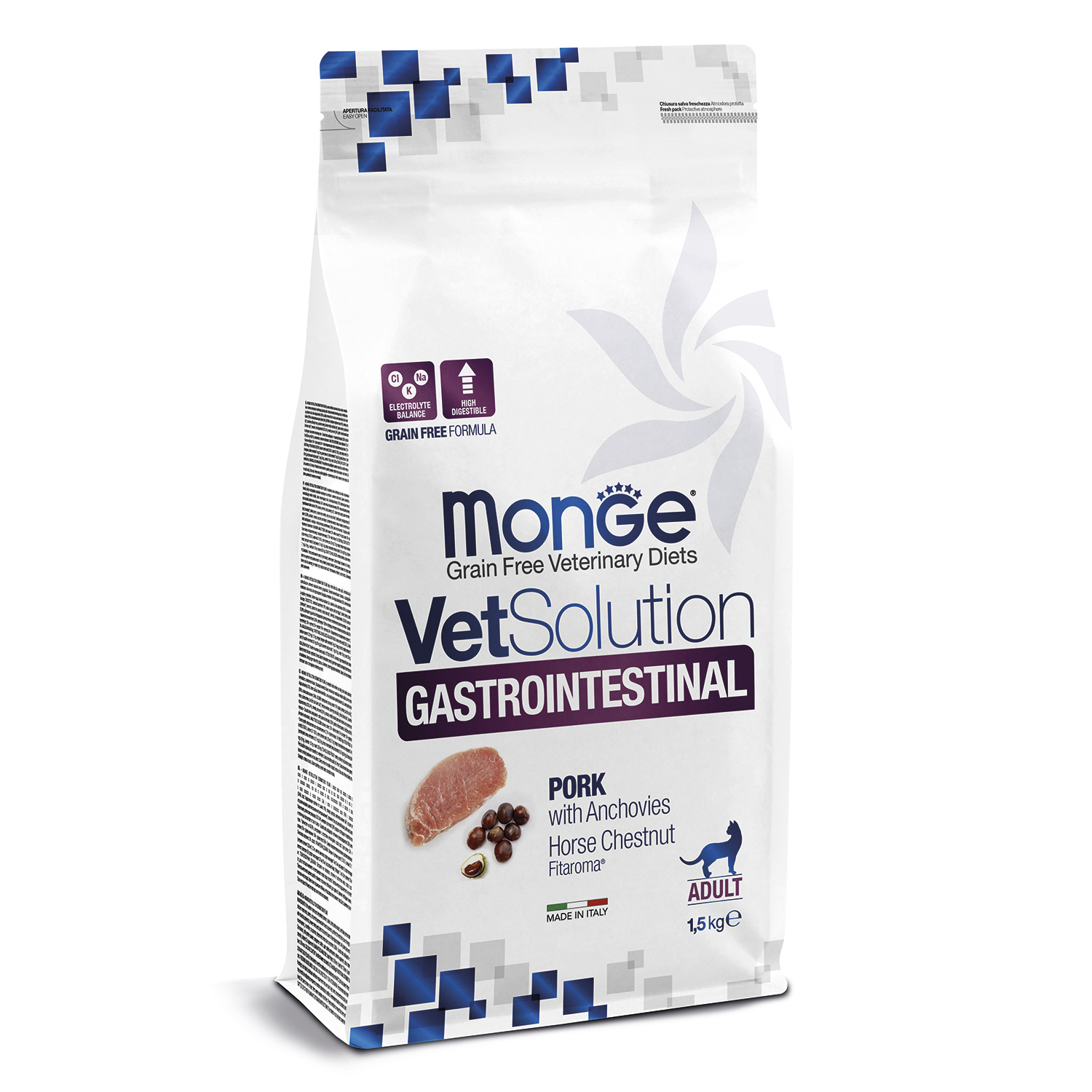 Корм для кошек диетический MONGE VetSolution Cat Gastrointestinal гастро интестиналпри заболеваниях ЖКТ 1.5кг - фото 1