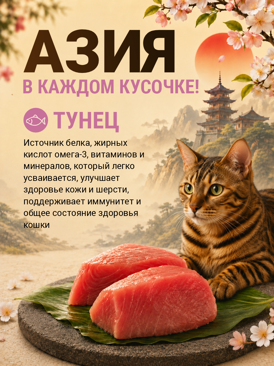 Корм для кошек влажный Prime ASIA Тунец с лососем в желе жб 85г 12 шт. - фото 3