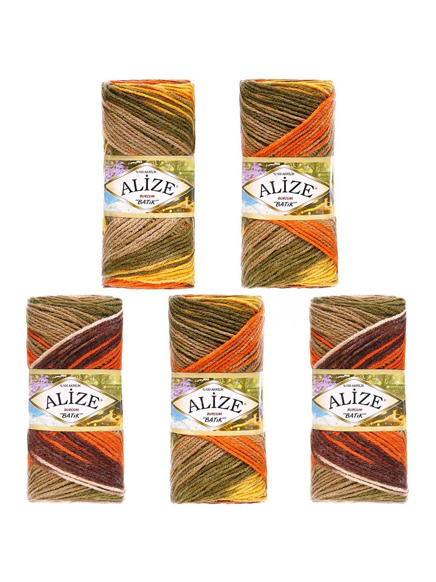 Пряжа Alize для вязания Burcum Batik 100 гр 210 м 5 мотков 6060 секционный - фото 7