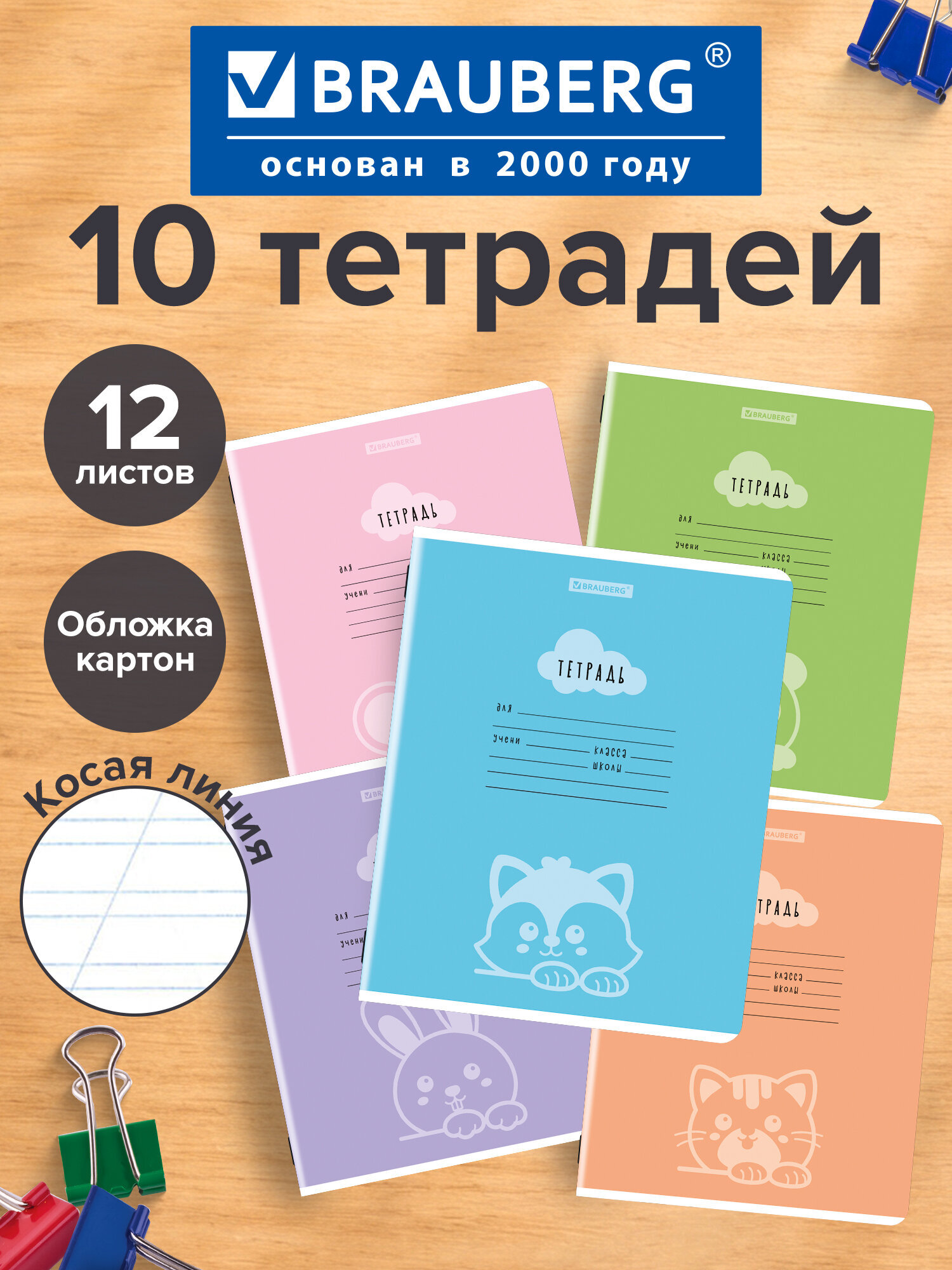 Изображение товара Общая тетрадь Brauberg косая линейка 12 листов формат А5 Изображение товара Общая тетрадь Brauberg косая линейка 12 листов формат А5