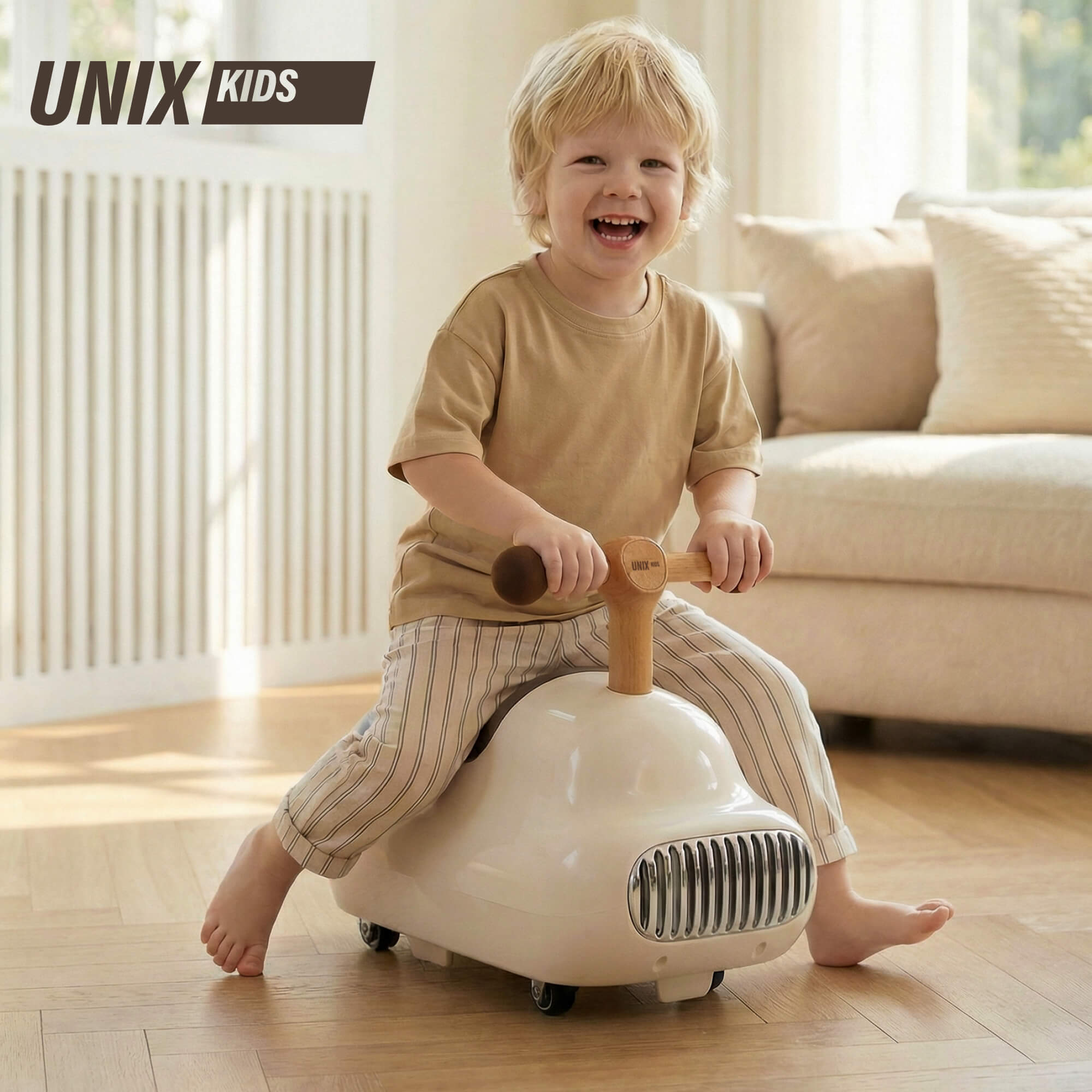 Пушкар UNIX Kids каталка детская бибикар коричневый - фото 1