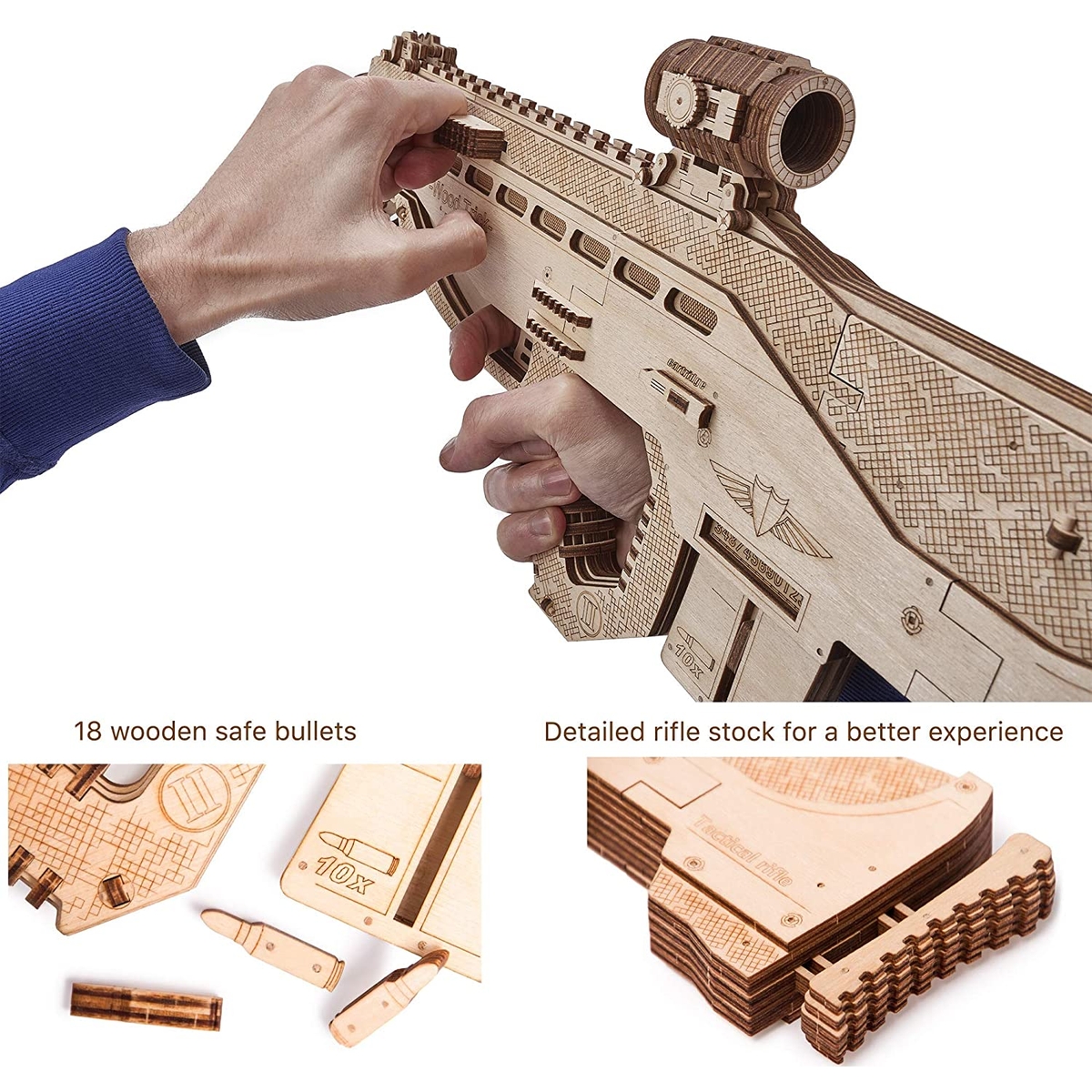Конструктор Wood Trick Штурмовая винтовка деревянный - фото 6