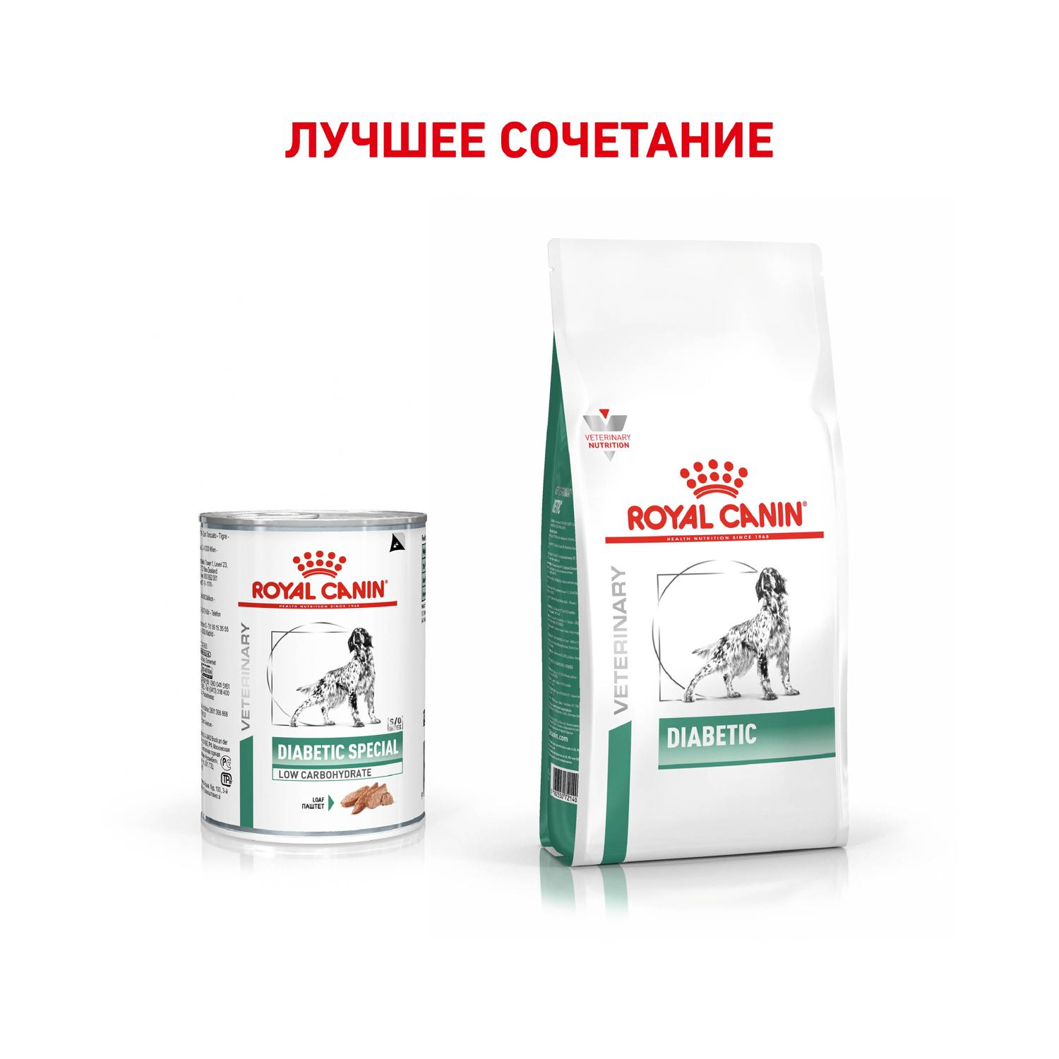 Корм для собак ROYAL CANIN Diabetic Special Low Carbohydrate при сахарном диабете консервированный 0.41кг - фото 4