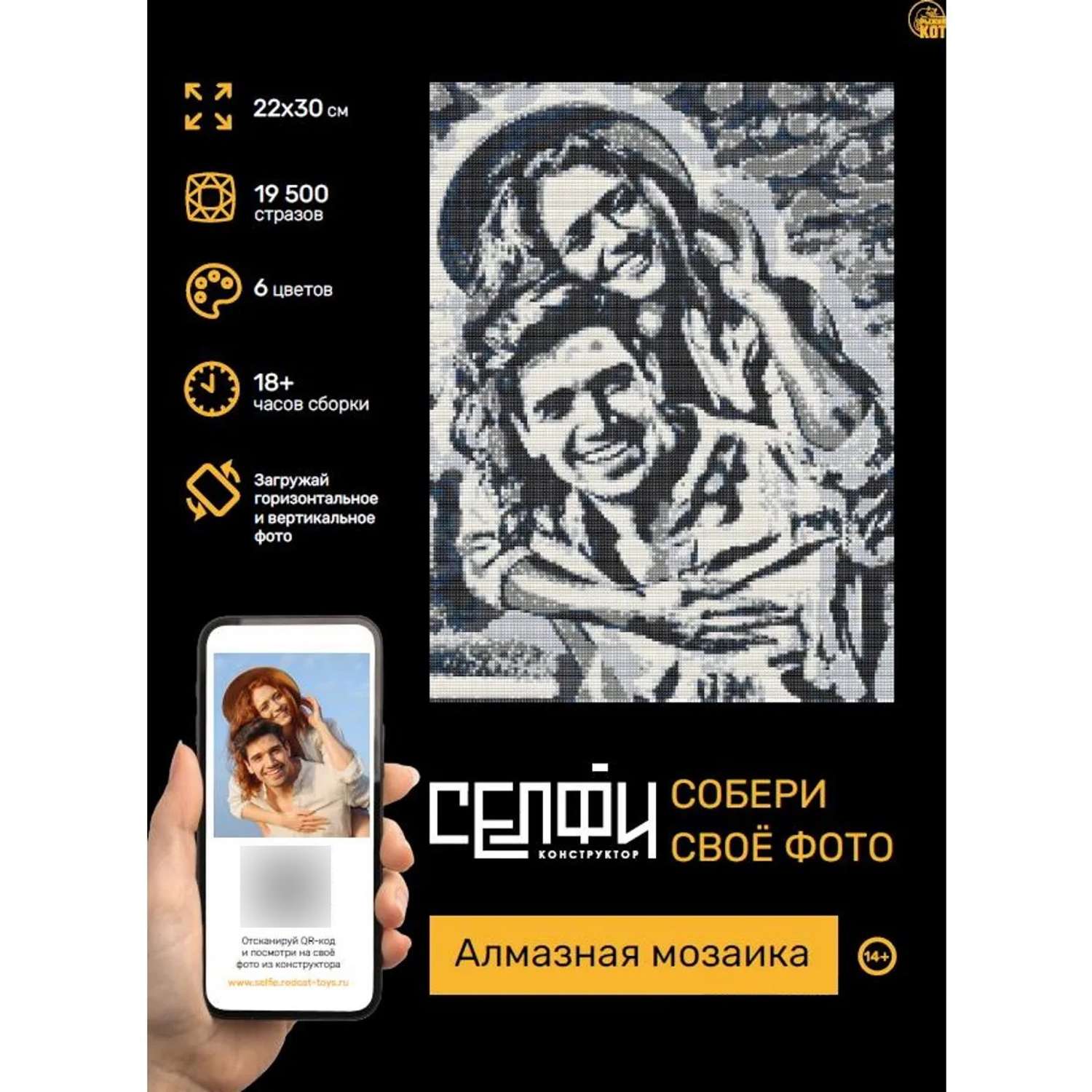 Алмазная мозаика Рыжий кот Селфиконструктор 22*30 - фото 1