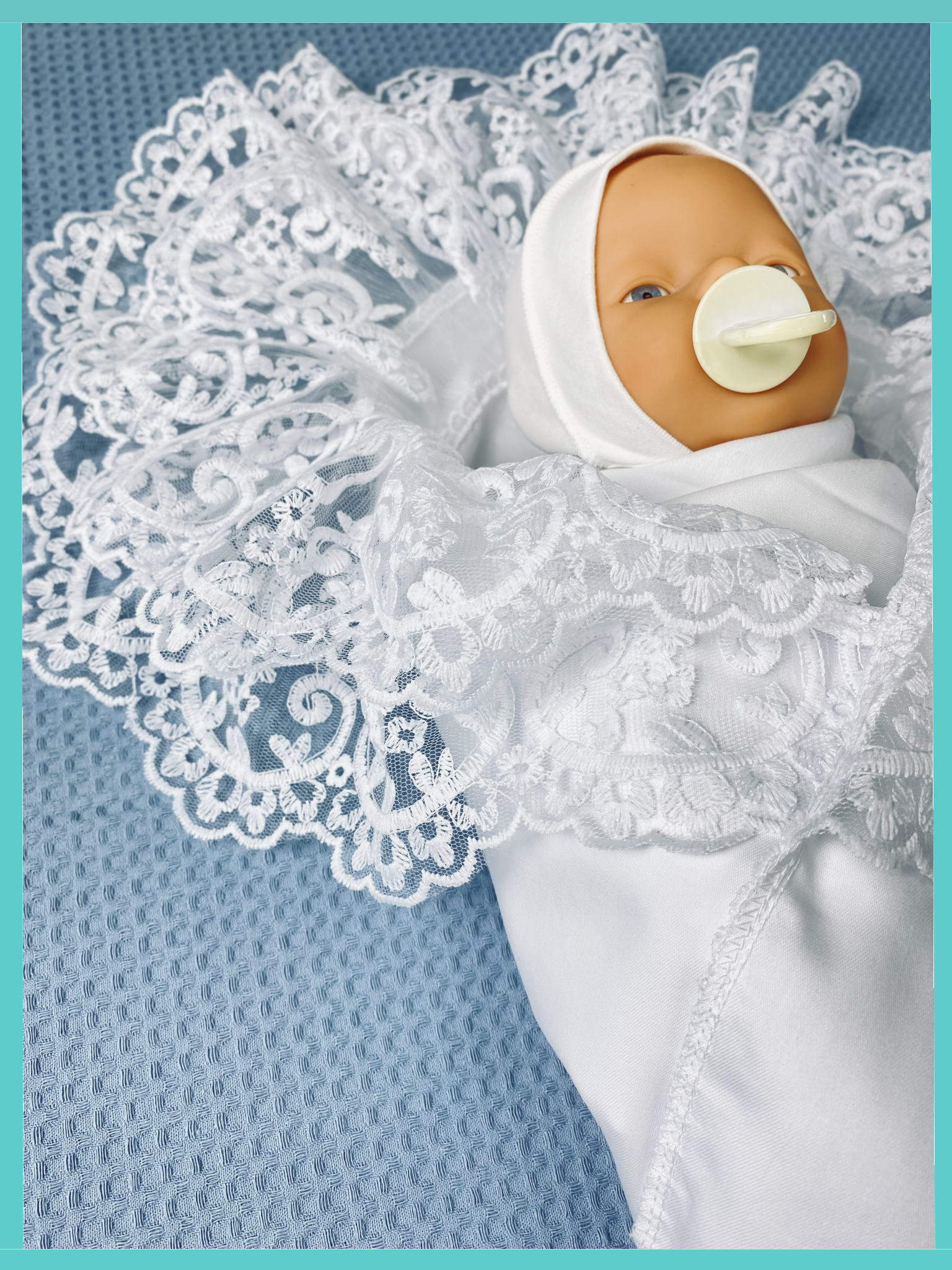 Конверт на выписку Делоникс Пеленка уголок с кружевом белый - фото 4