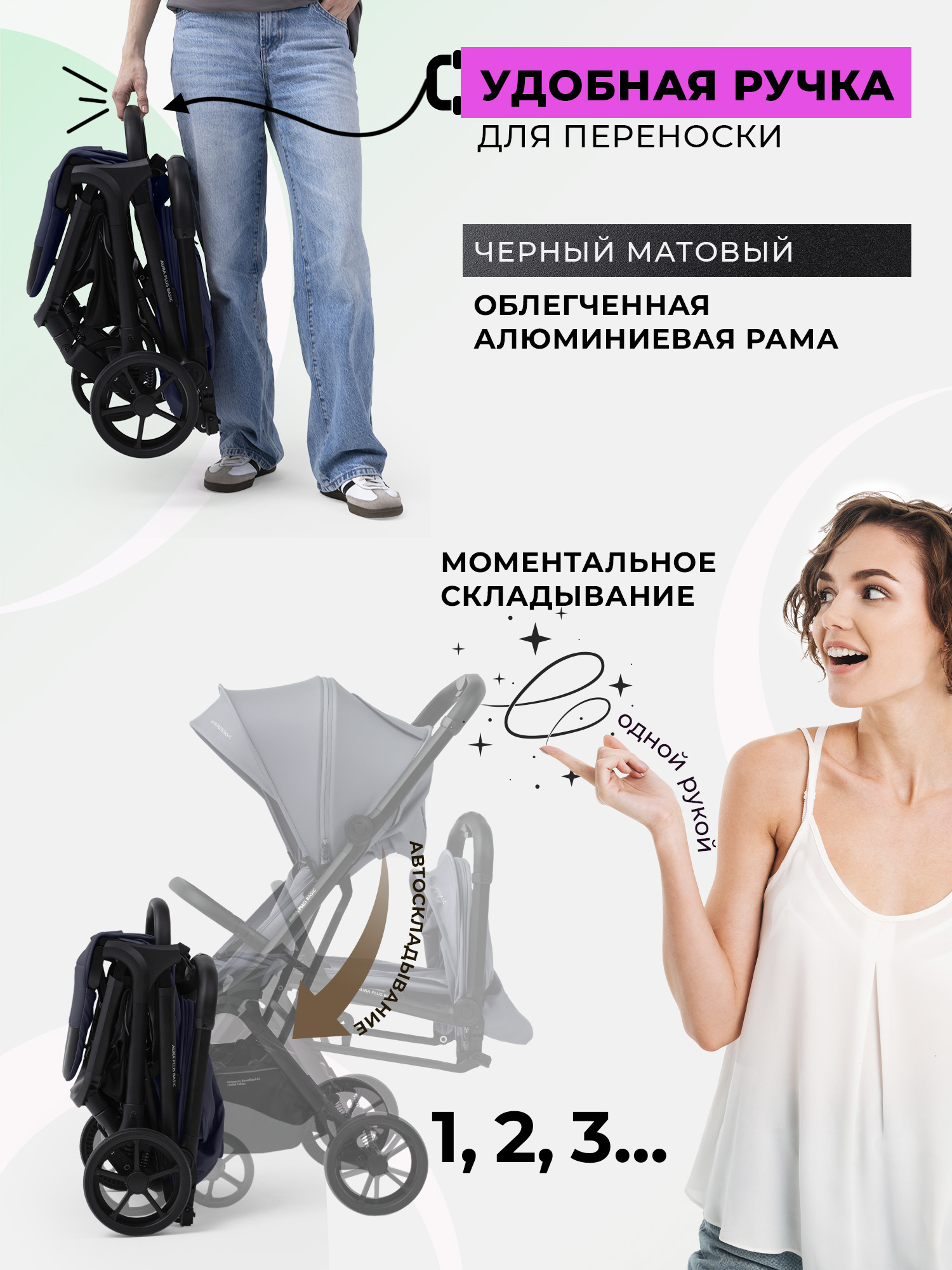 Коляска прогулочная Sweet Baby синий - фото 3