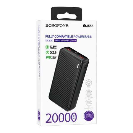 Внешний АКБ Borofone BJ56А Graceful 20000mAh 2хUSB 1xUSB-C 2A QC 3.0 PD20W Li-Pol черный