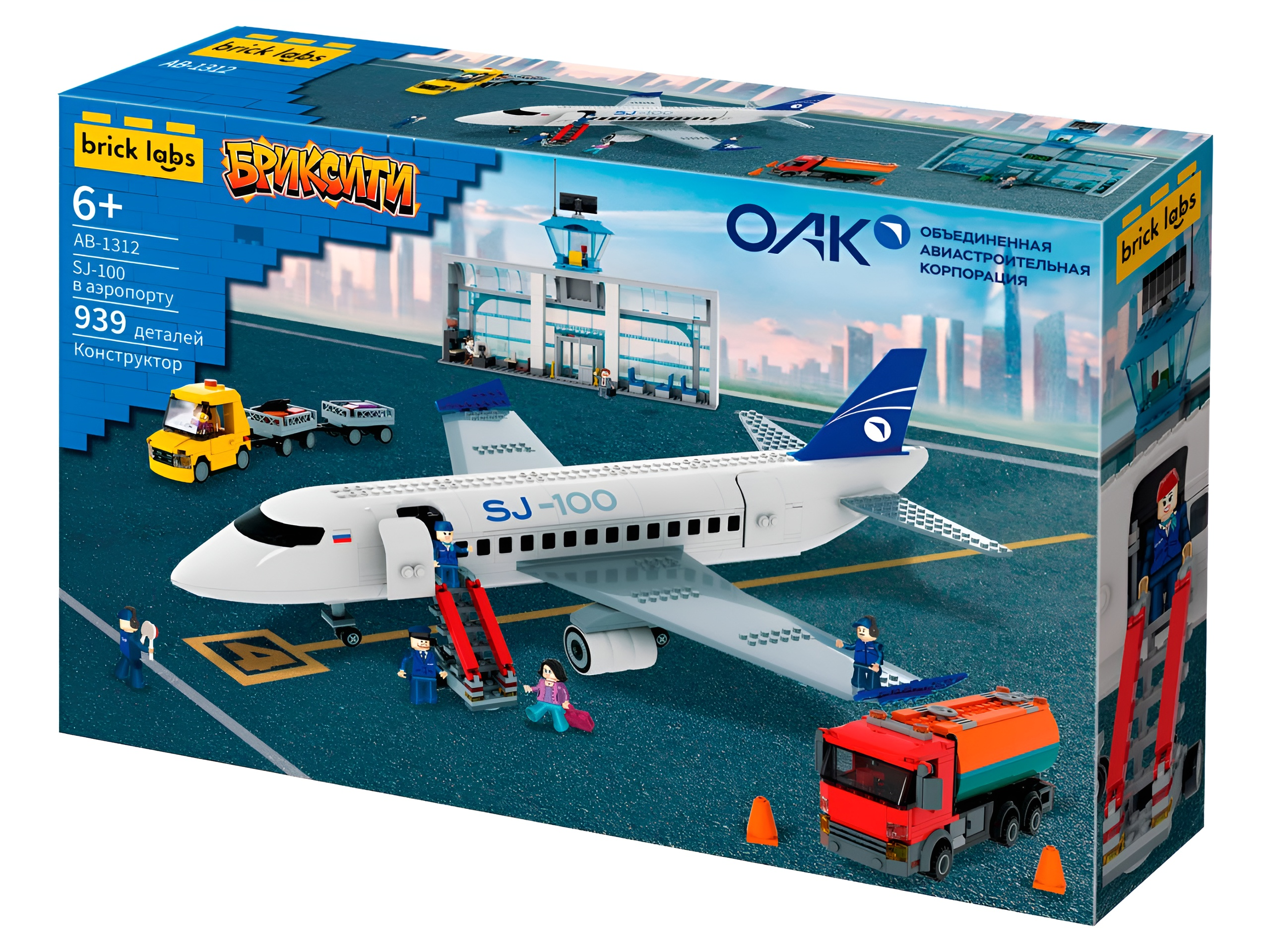 Конструктор brick labs Самолет SJ-100 в аэропорту из мини-блоков 939 дет. - фото 3