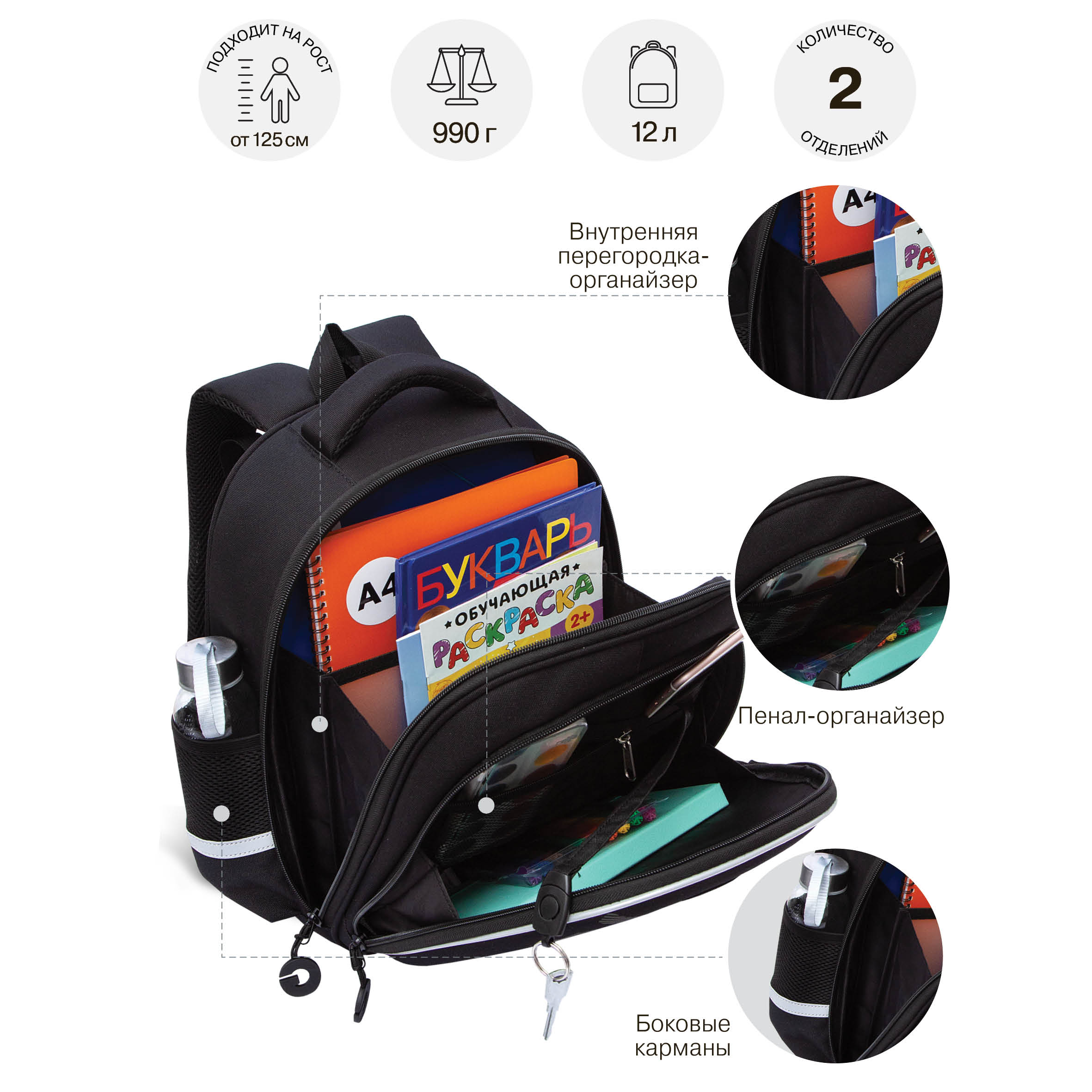 Ранец Grizzly Надпись - фото 9