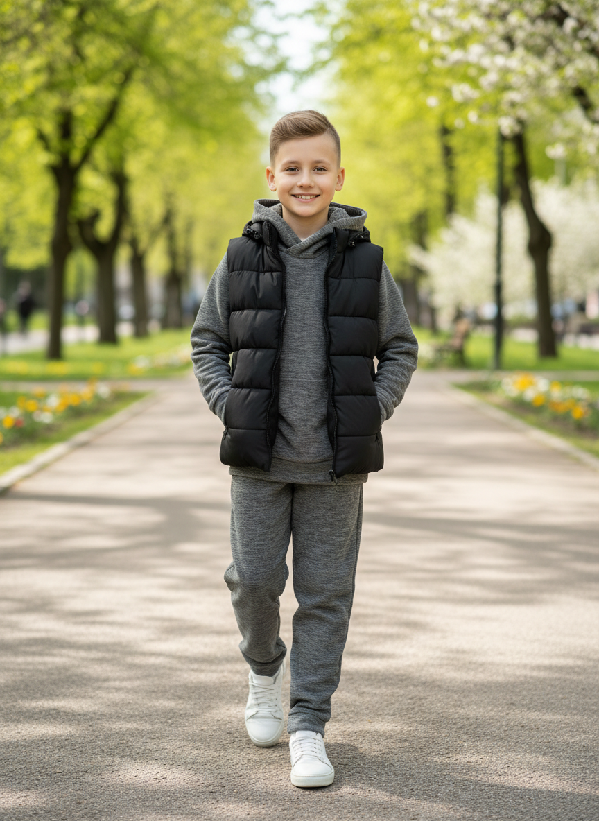 Худи и брюки Утенок 7043кт серый - фото 2