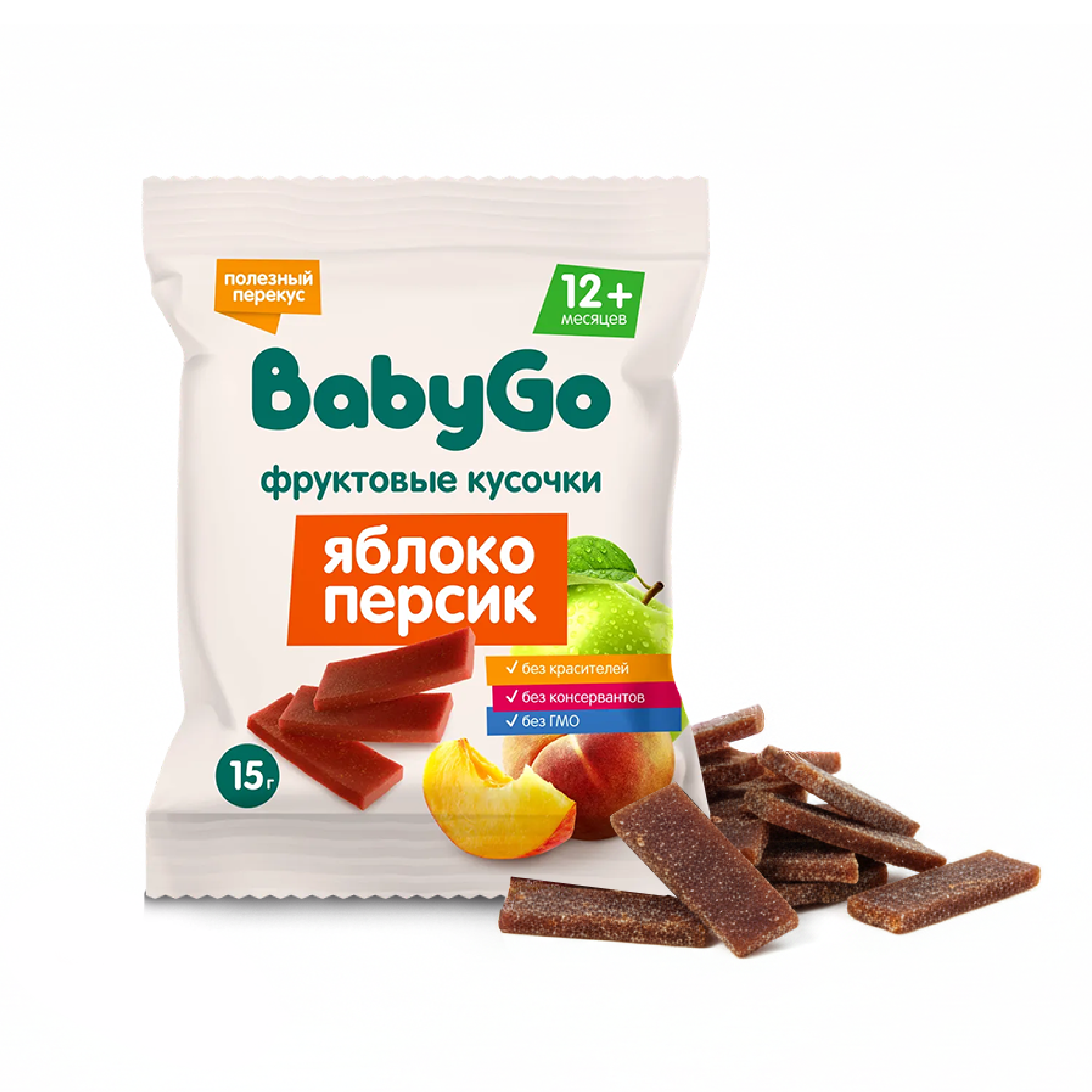 Фруктовые кусочки BabyGo из персиков и яблок с 12 мес 15 г - фото 2