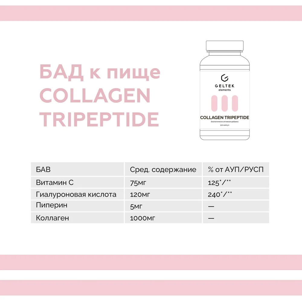 Биологически Активная добавка GELTEK Collagen tripeptide 120 капсул - фото 8