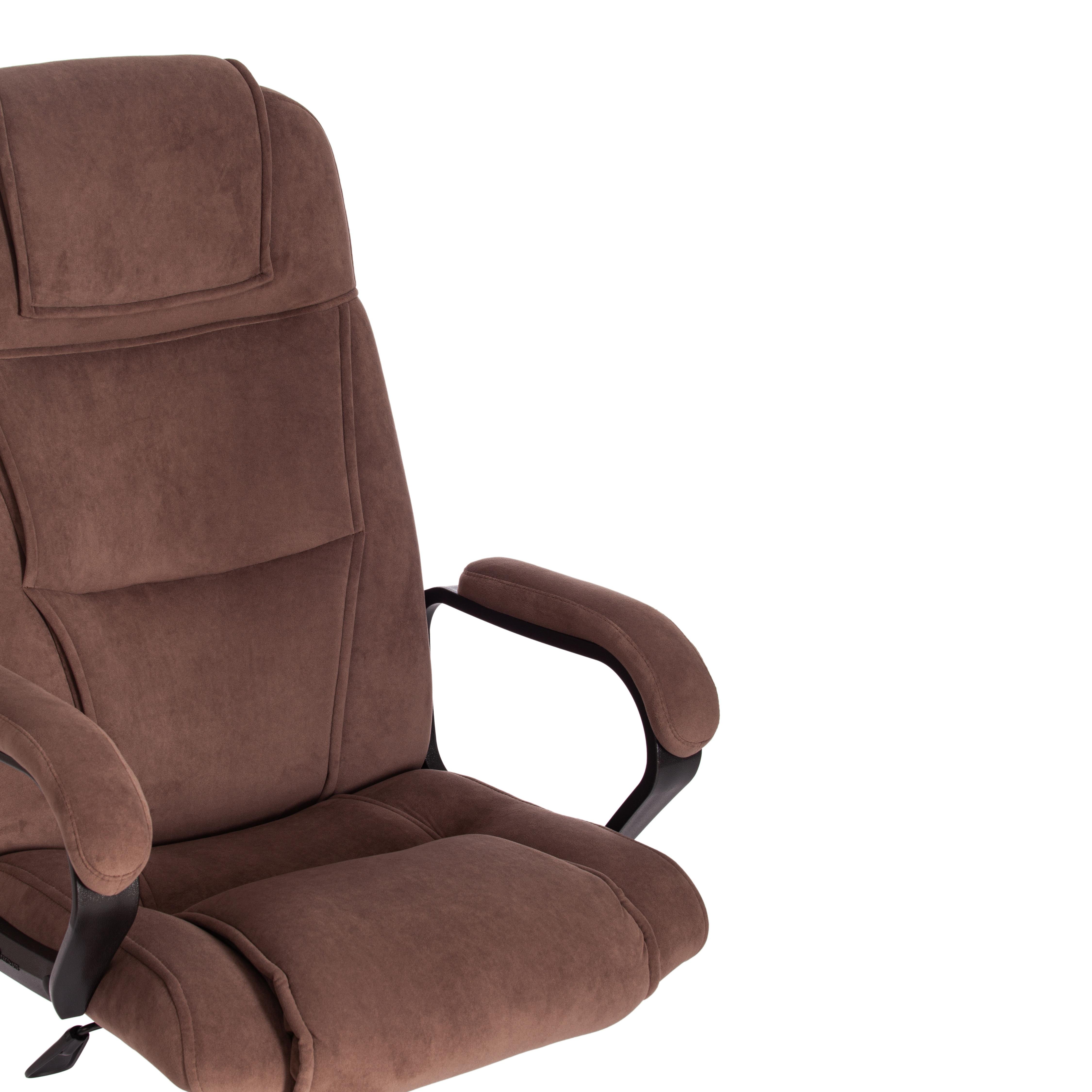 Компьютерное кресло TETCHAIR Бергамо хром флок коричневый - фото 11