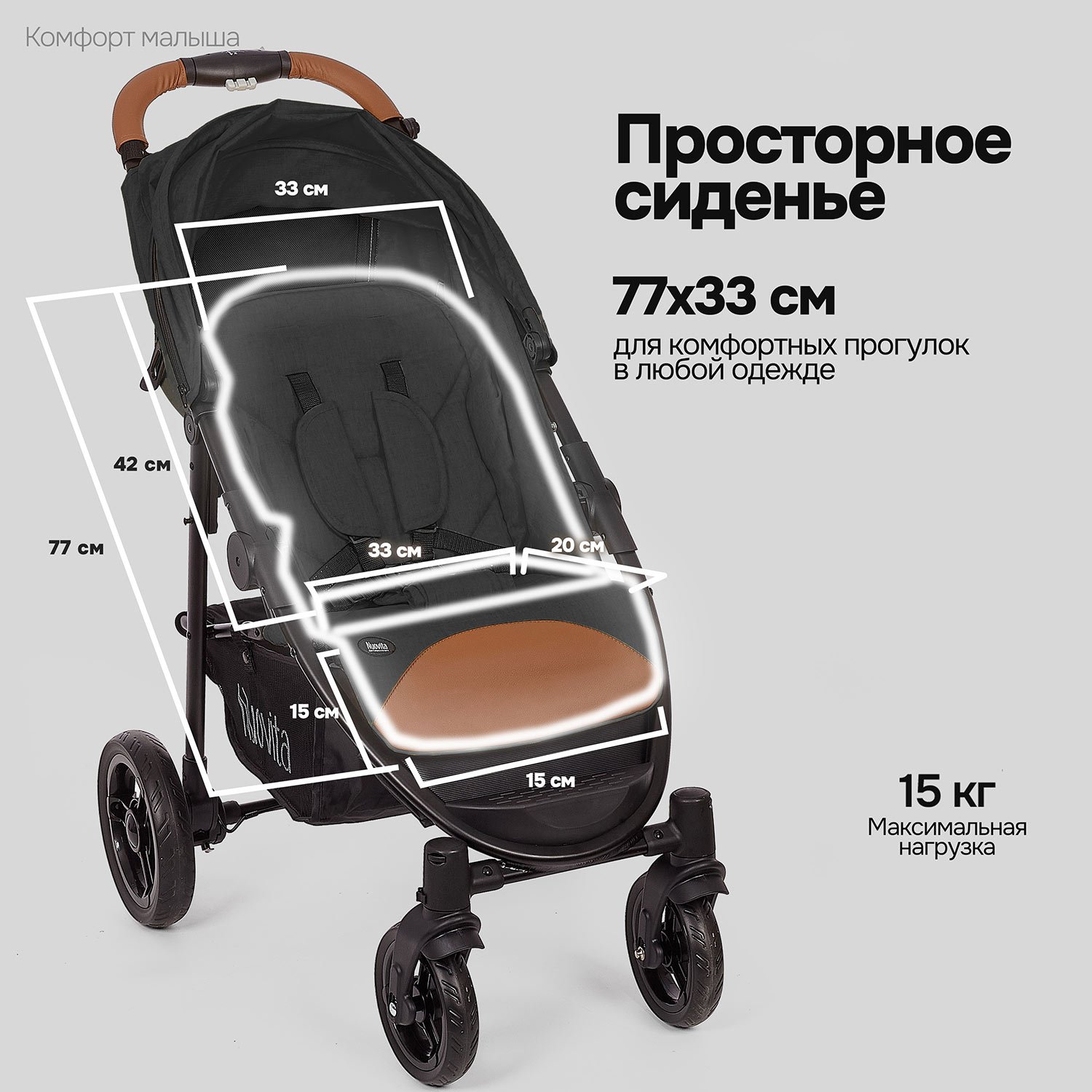 Коляска прогулочная Nuovita Corso черный - фото 3