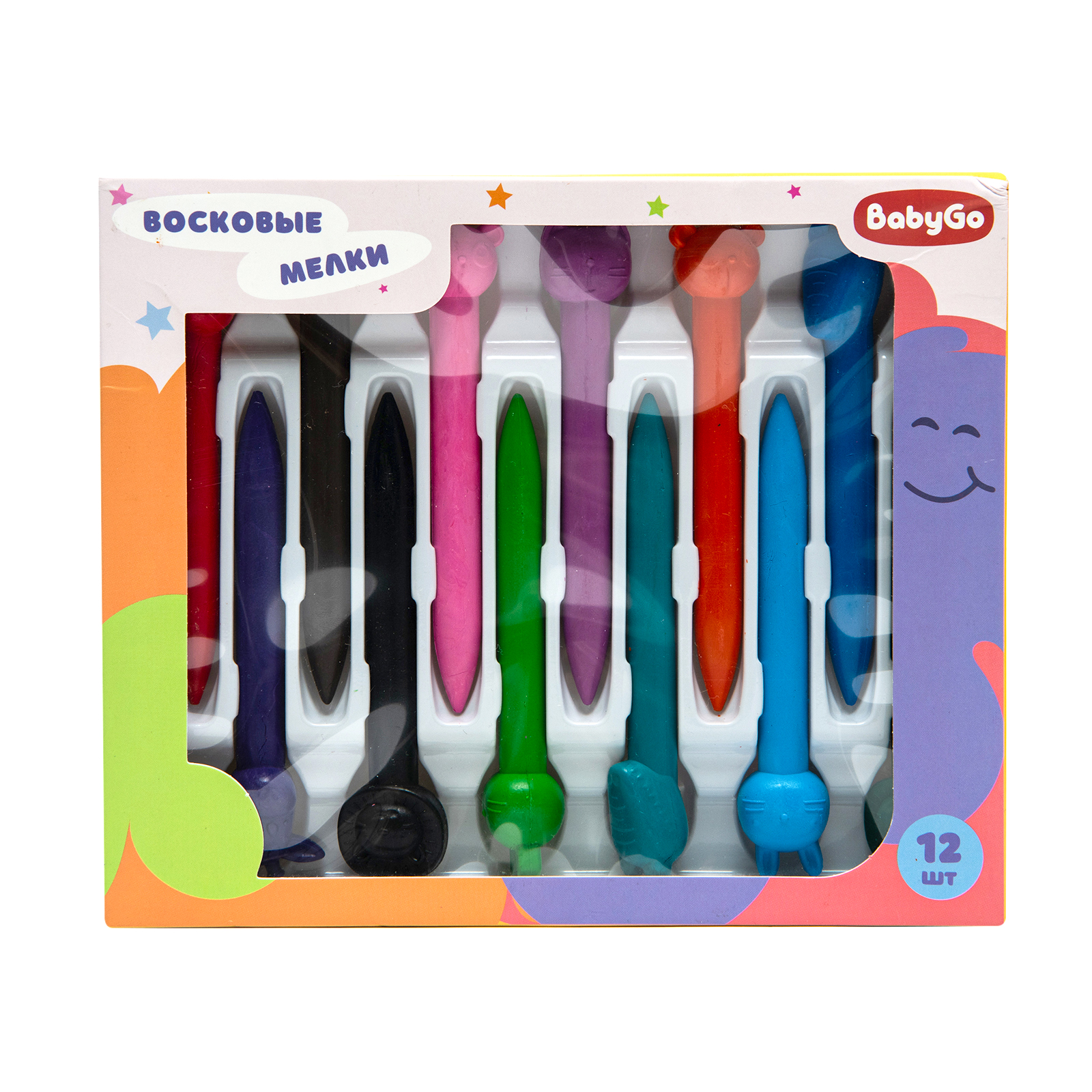Восковые мелки BabyGo 12 шт. - фото 1