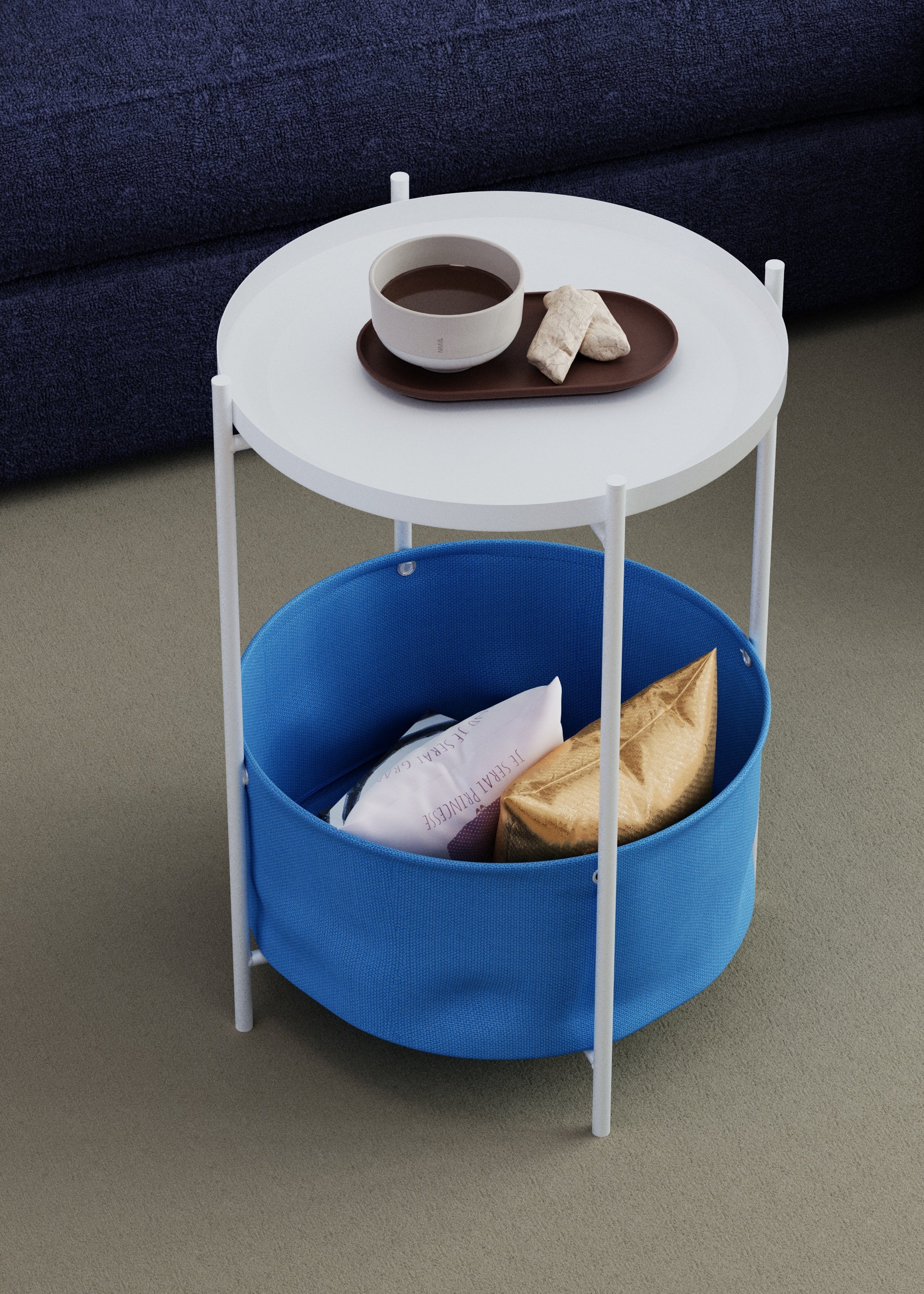 Стол журнальный LAVARIS Элдэй cuba deep sea ярко синий/белый муар - фото 1