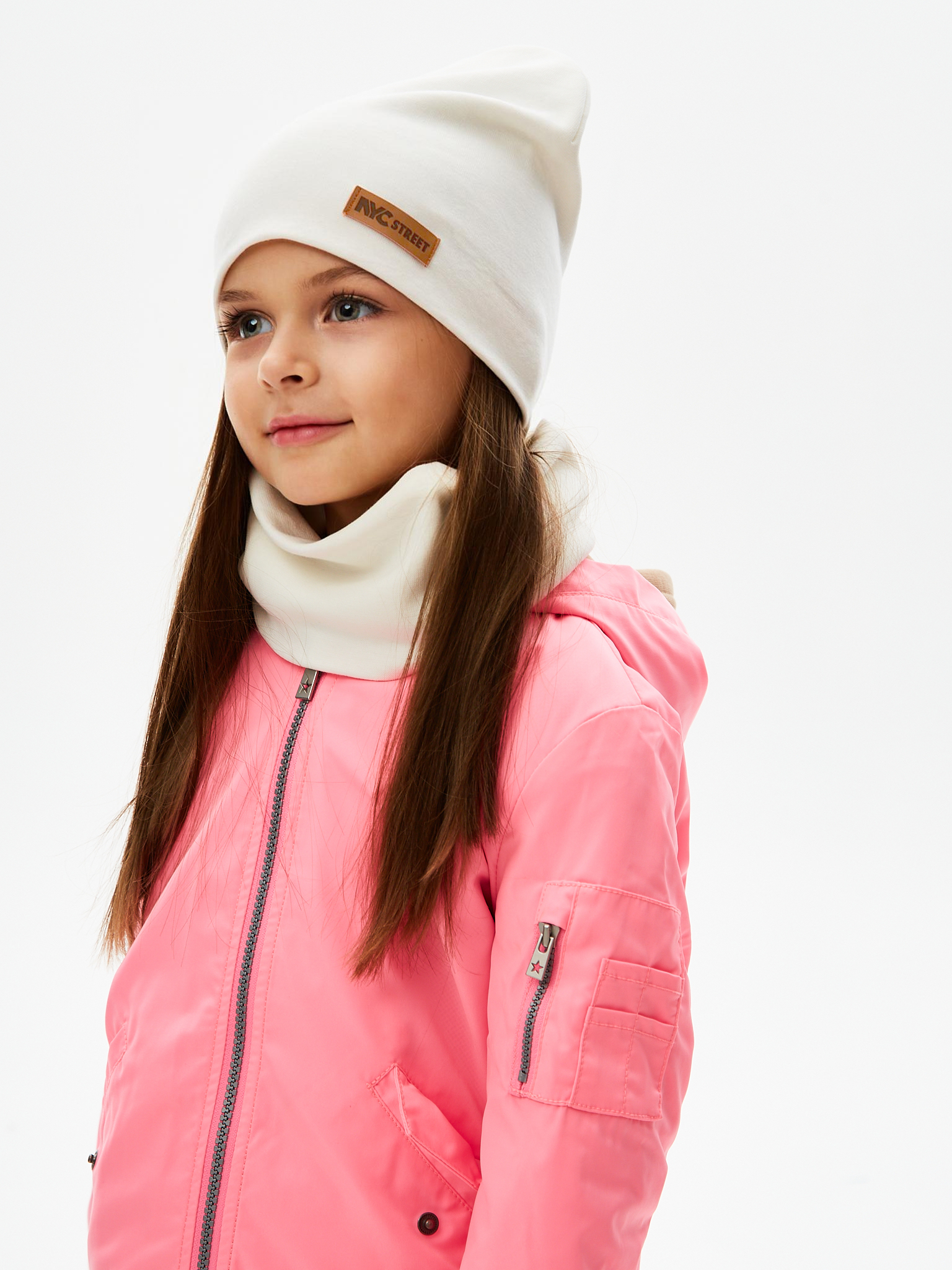 Шапка и снуд NYCkids NYC-H-67-plainG-white - фото 12