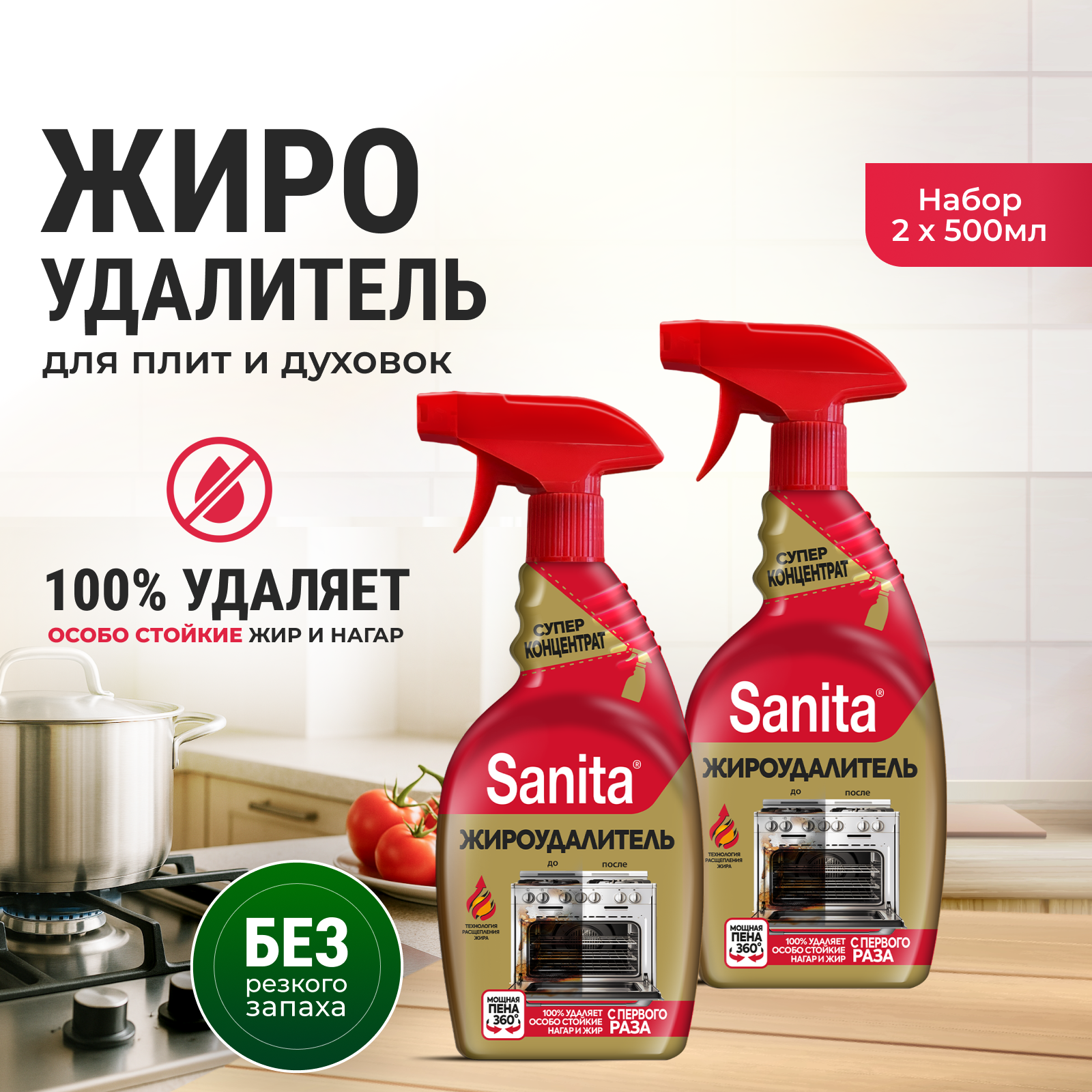 Изображение товара Чистящее средство Sanita 1000 мл от жира 2 шт.