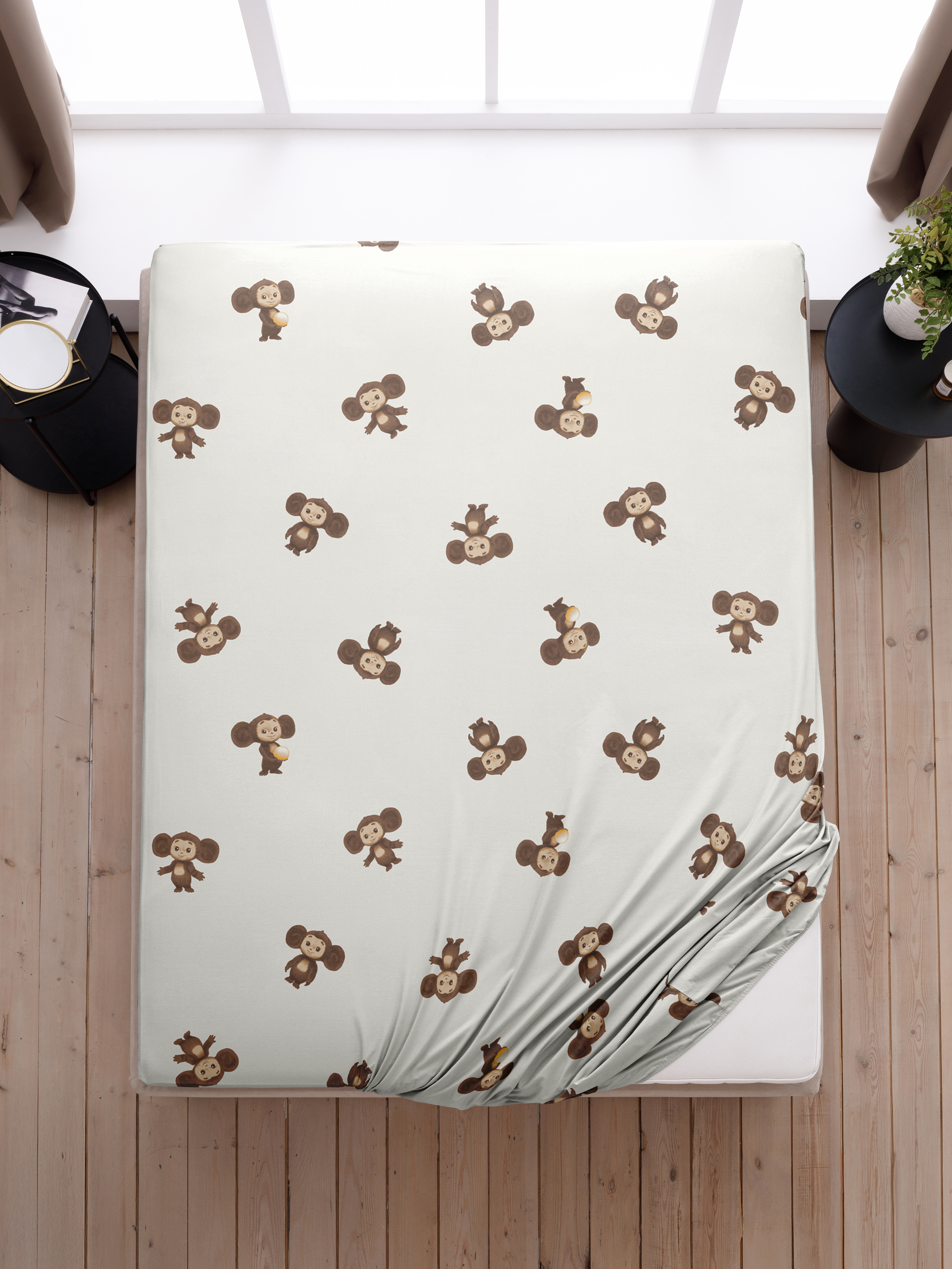 Простыня Ночь Нежна Чебурашка 60 x 120 см на резинке 2 шт. - фото 1