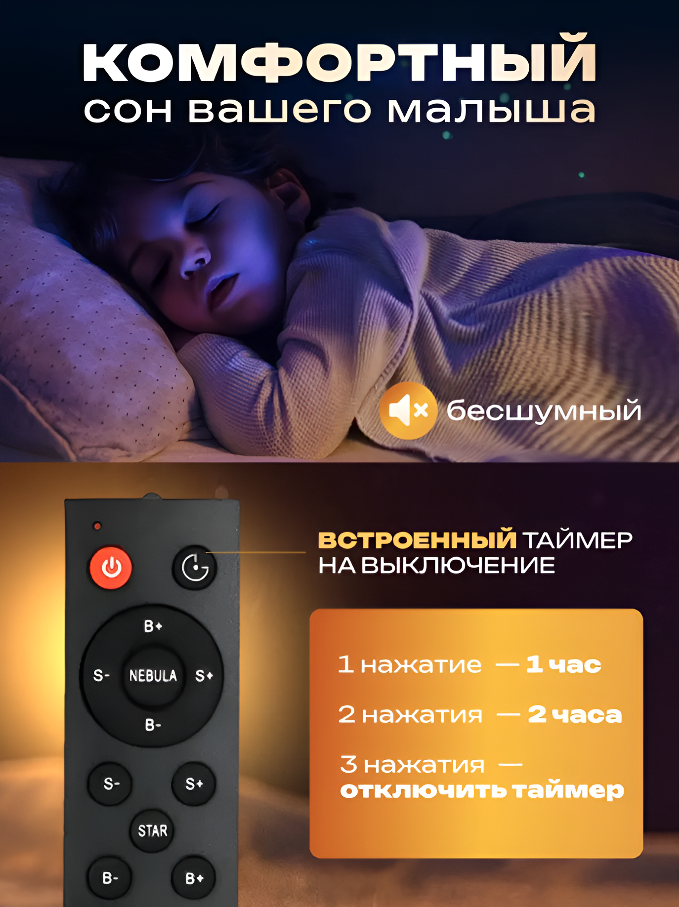 Ночник звёздное небо космонавт проектор детский - фото 4