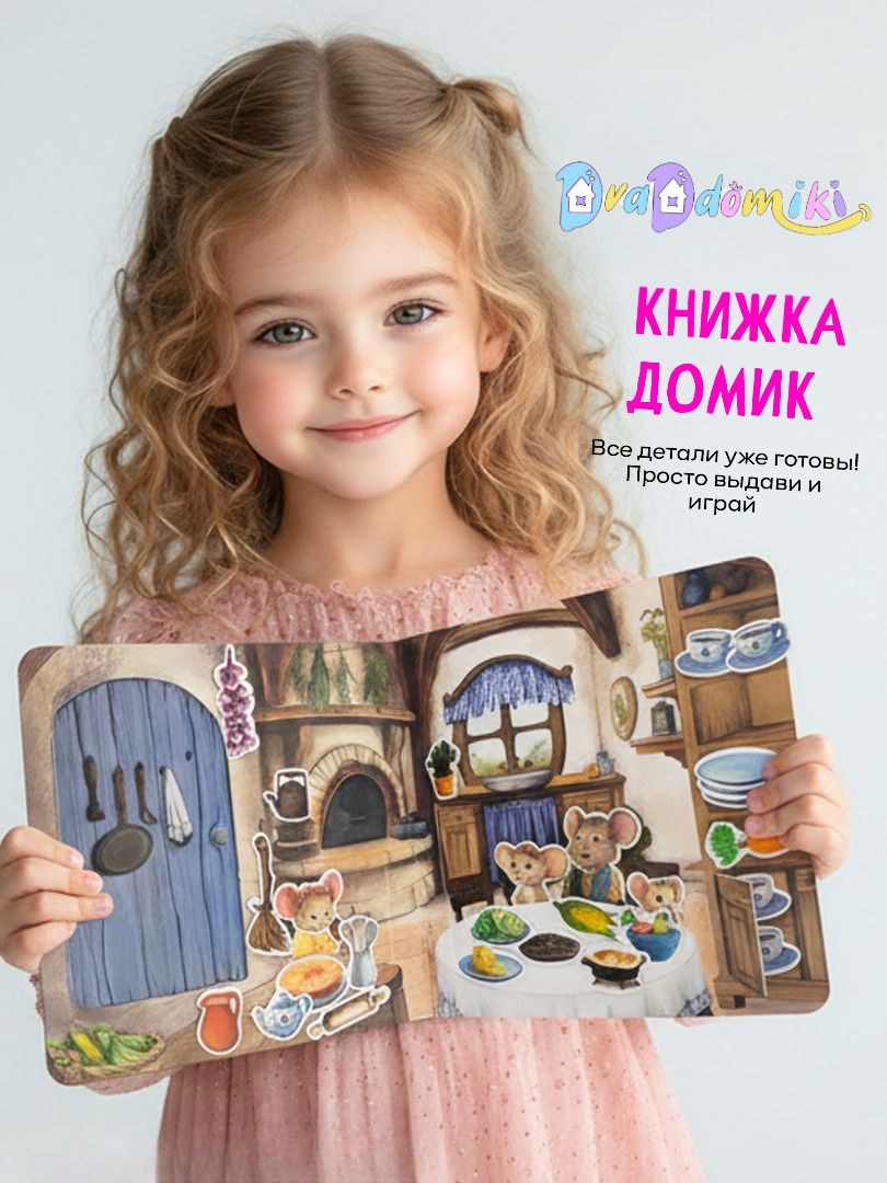 Настольная игра DvaDdomiki Книга-домик. Семья мышек - фото 1