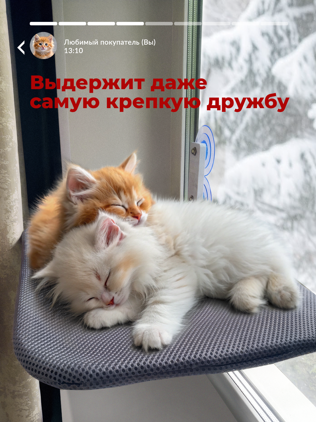 Гамак для кошек SuperPets на окно подвесной на присосках - фото 4