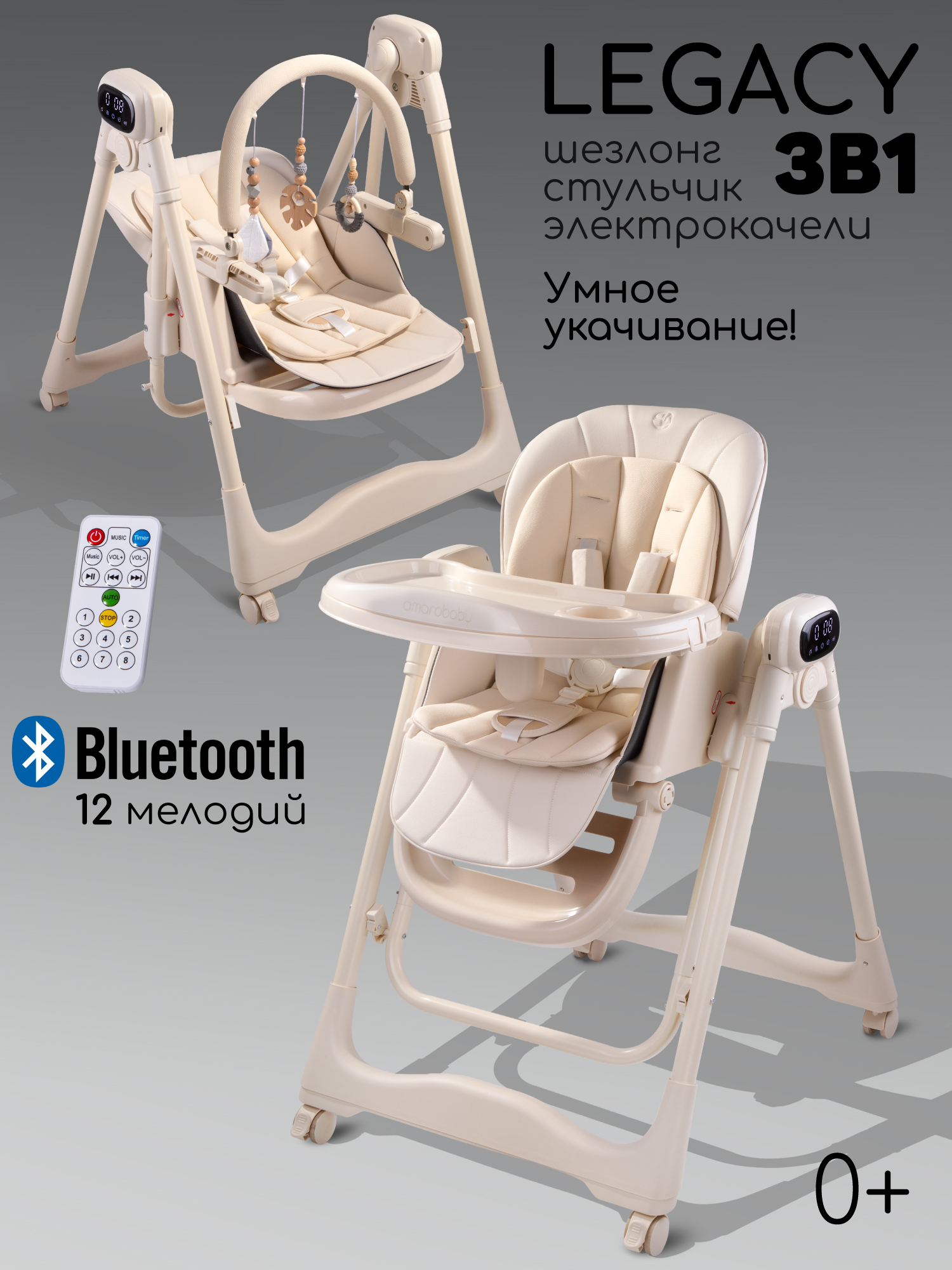 Стульчик для кормления Amarobaby Legacy бежевый - фото 1