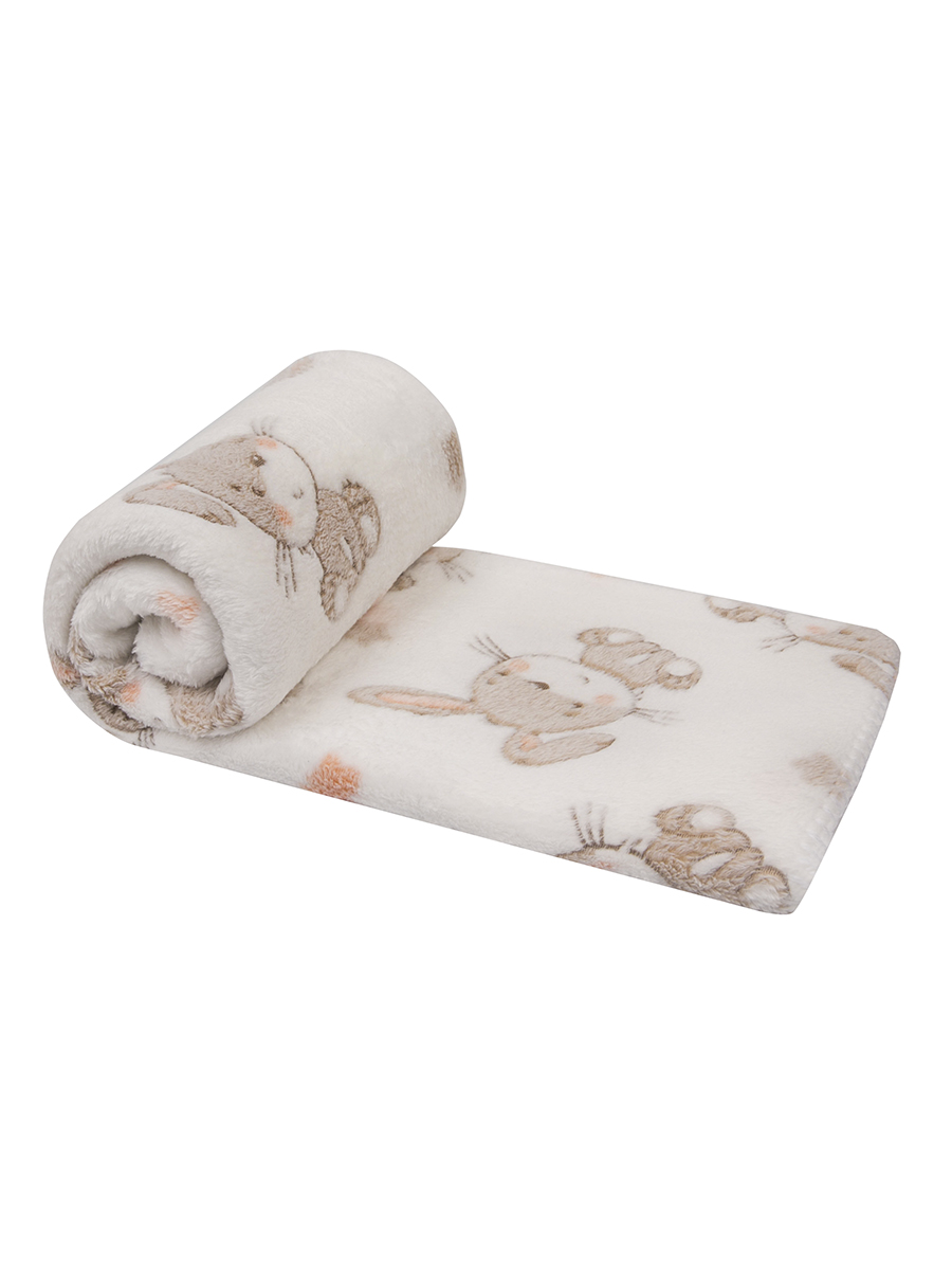 Плед в коляску Baby Nice Velsoft 3D Зайки на белом 100х150 - фото 3