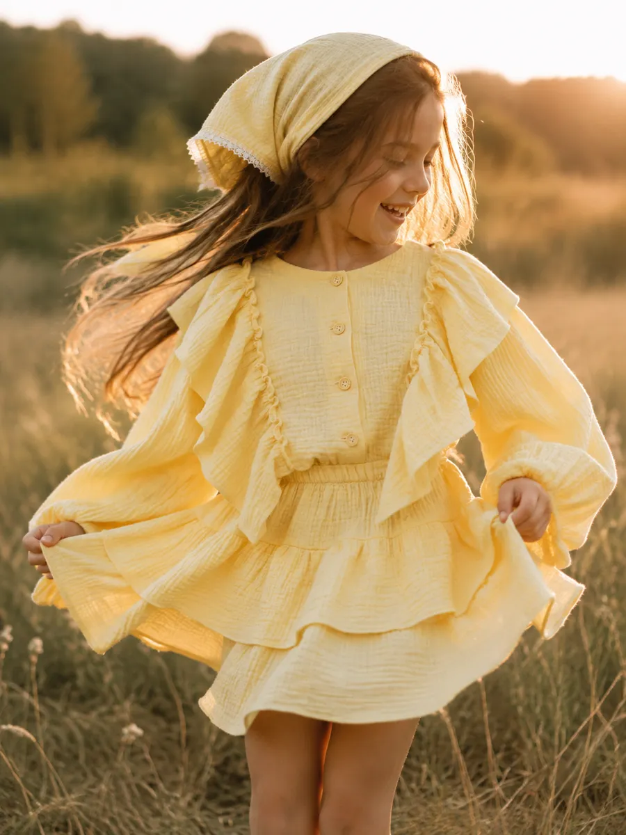 Блузка и юбка Leli dress костюм_муслин_с_юбкой_желтый - фото 15