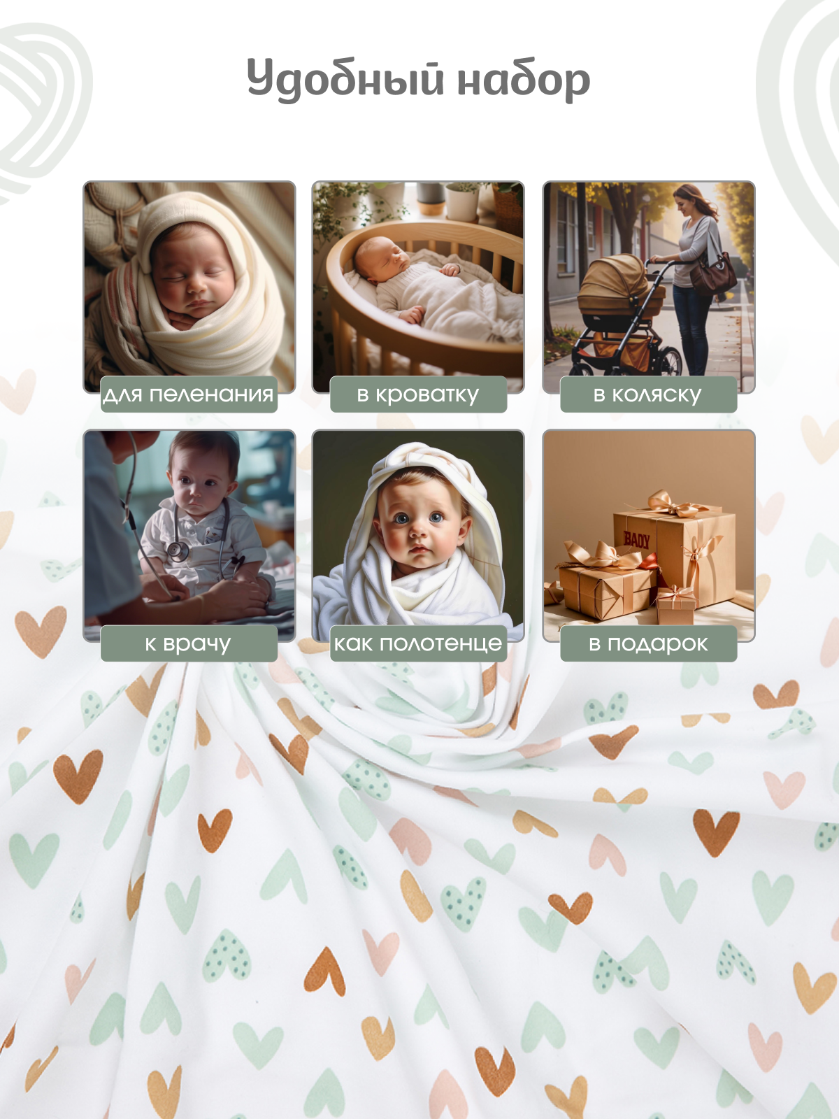 Пелёнка inlovery трикотаж 85х100 см 2 шт. - фото 9