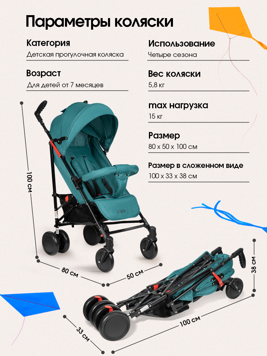Коляска прогулочная Costa Koda бирюзовый - фото 10