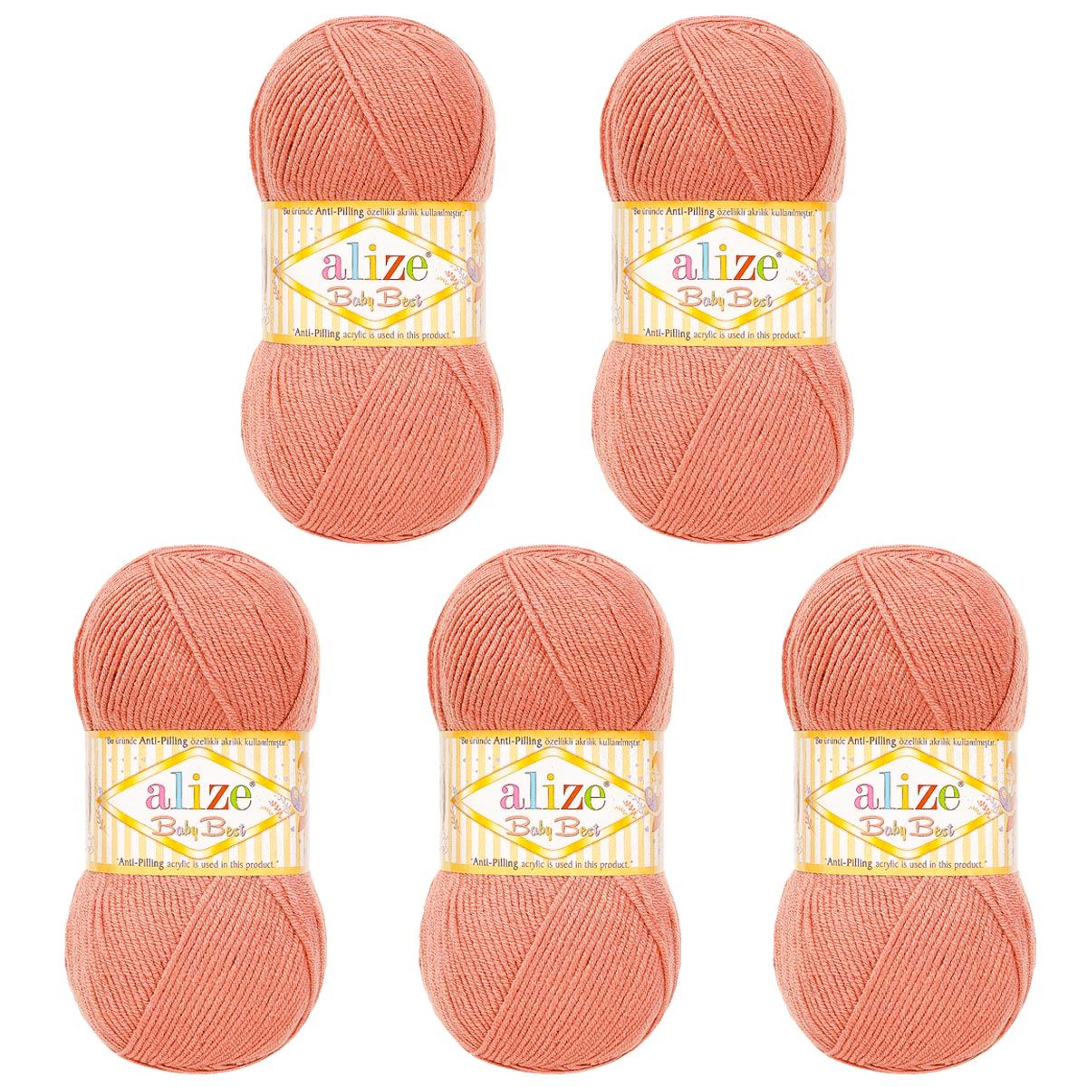 Пряжа для вязания Alize baby best бамбук акрил с эффектом антипиллинг 100 г 240 м 354 темная пудра 5 мотков - фото 6