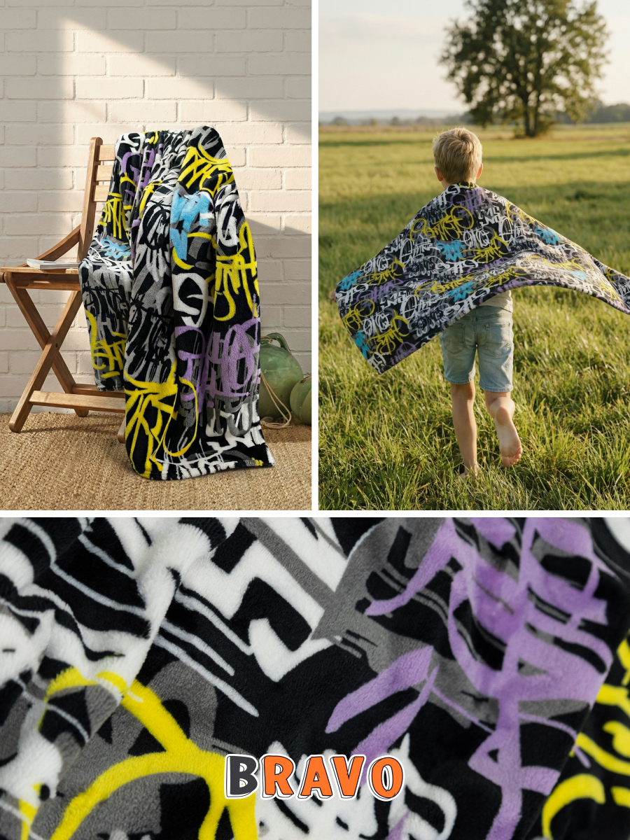 Покрывало BRAVO Граффити 150 x 200 см велсофт - фото 3
