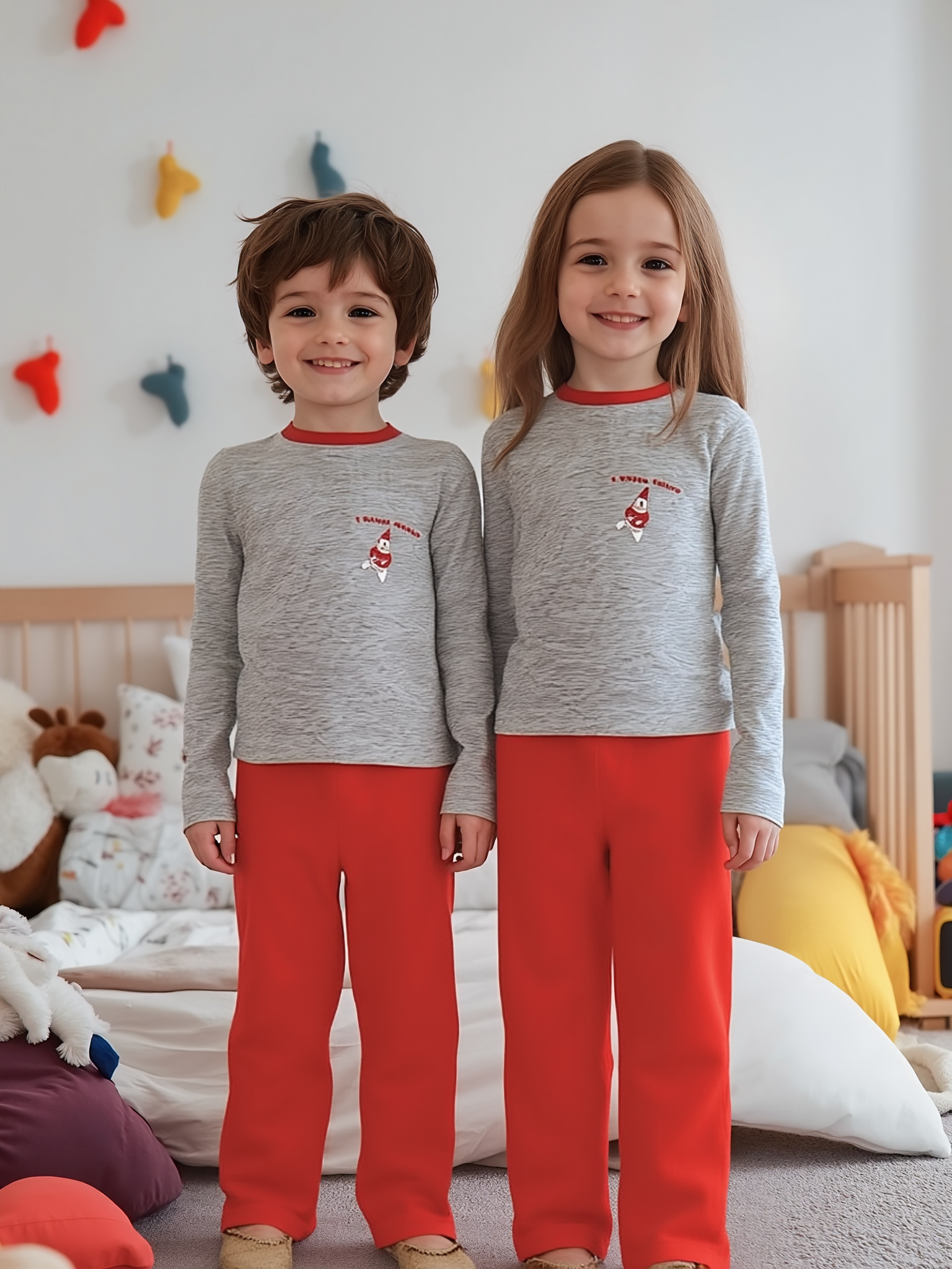 Пижама UZCOTTON UZ-Пиж-K-Basic-K/Медведь-меланж-красный - фото 2