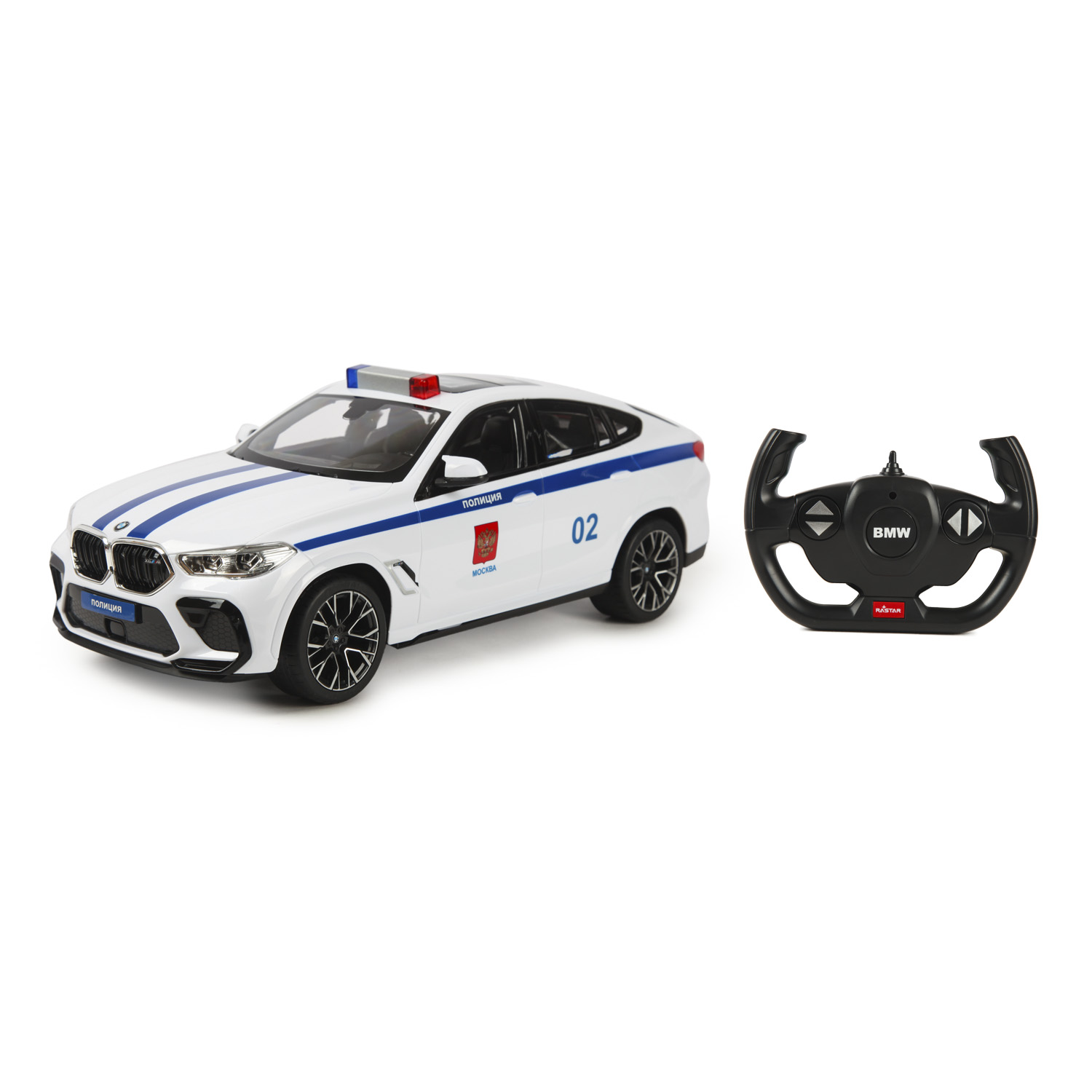 Машина Rastar РУ 1:14 BMW X6 Police Белая 99200P - фото 1
